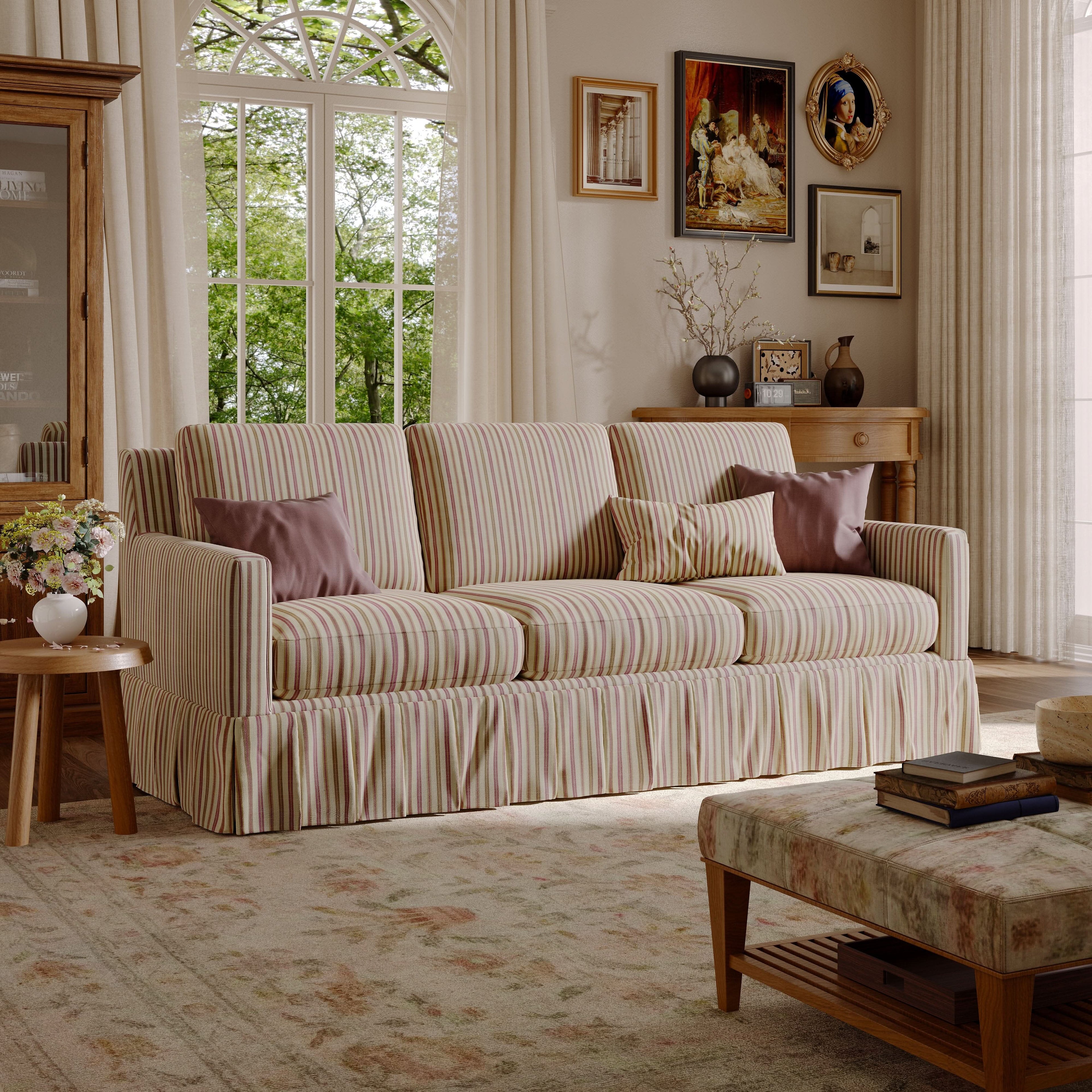 Cottonfy Minimalist Stylish Detachable Striped and Checkered Pattern Sofa