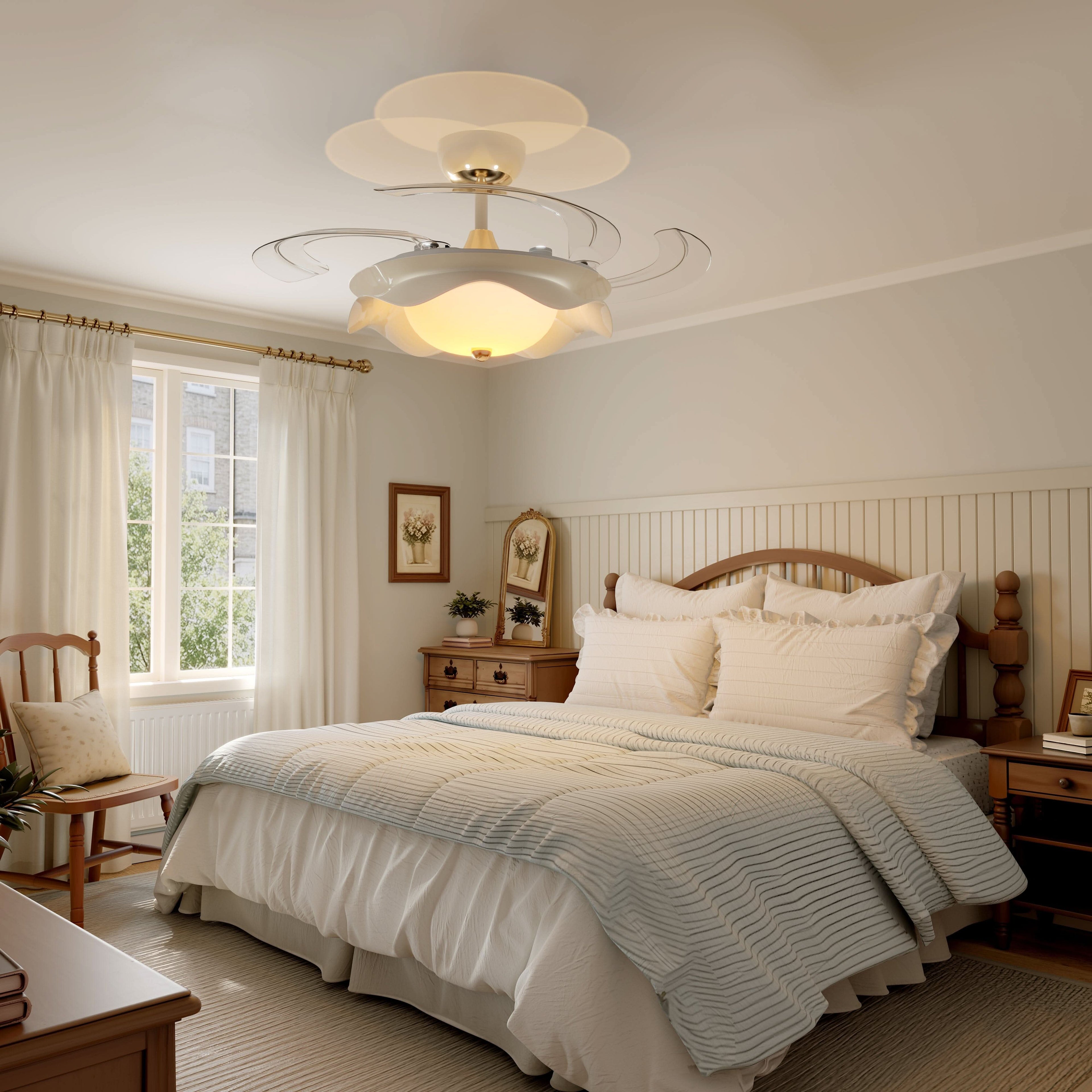 Lightsin 42 Inch Ceiling Fan with Dimmable LED and Reverse Airflow