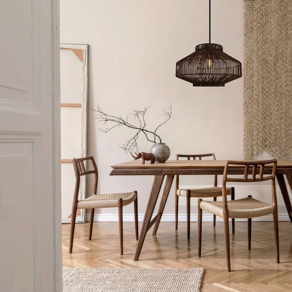 Lightsin Rattan Pendant Light for Modern Boho Interiors – Handwoven Kitchen Island Pendant Light for Living Room, Dining, and Bathroom Ceiling Lighting