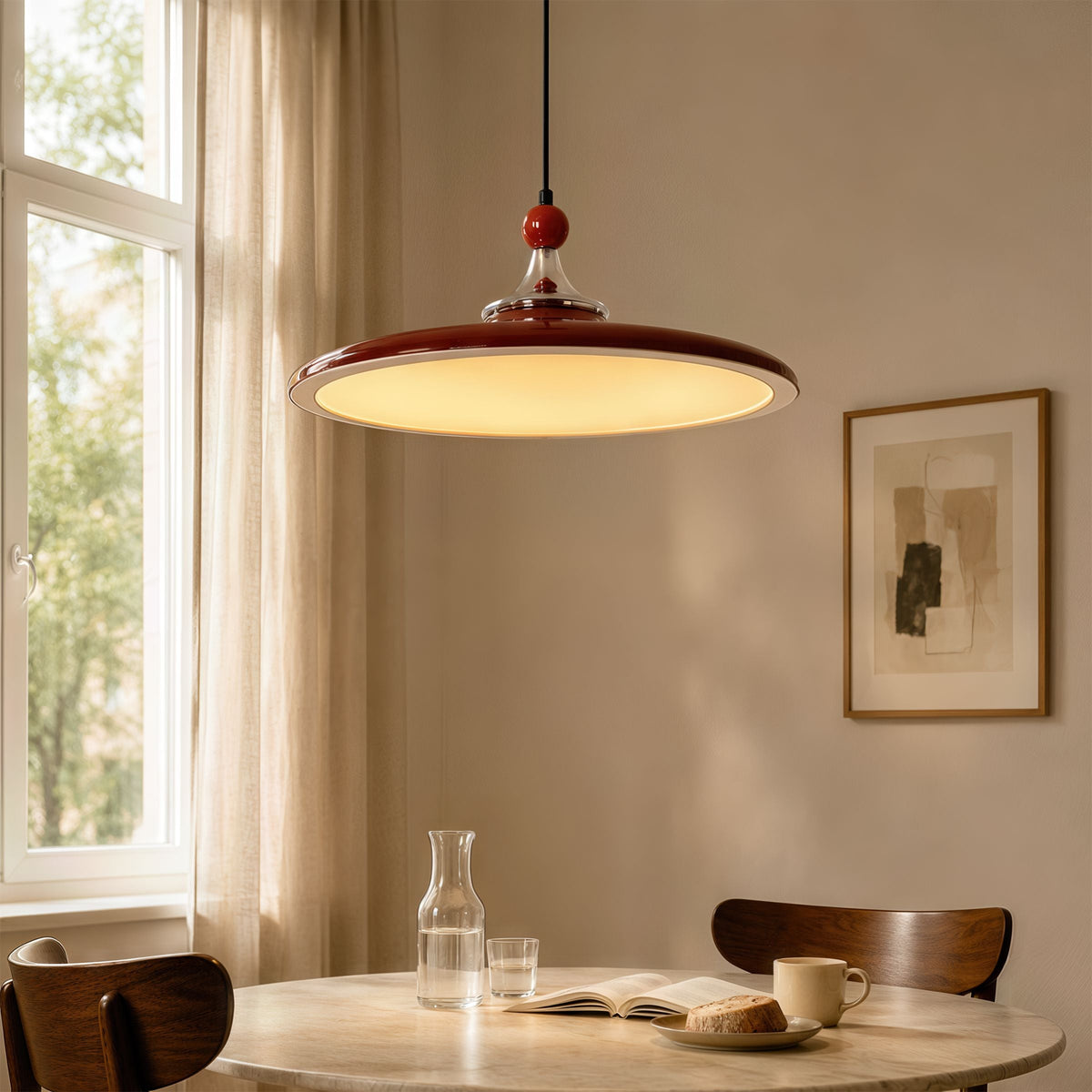 Red Iron Pendant Light | Colour-Changing E27 Ceiling Lamp