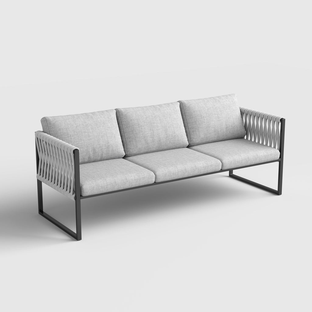 4 Piece Aluminium Outdoor Sofa Set with Glass Table Garden Furniture