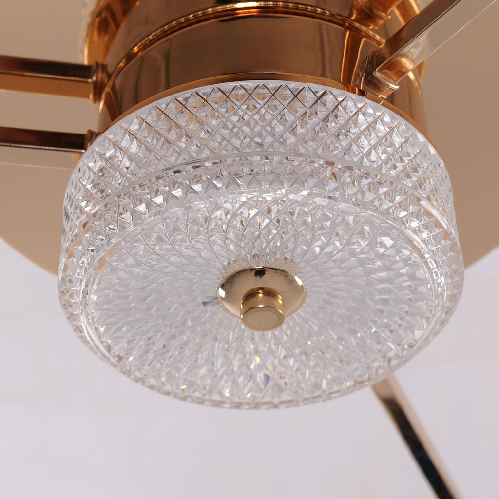 Lightsin 60cm Gold Crystal Ceiling Fan with LED Light, Remote Control & 6 Speeds