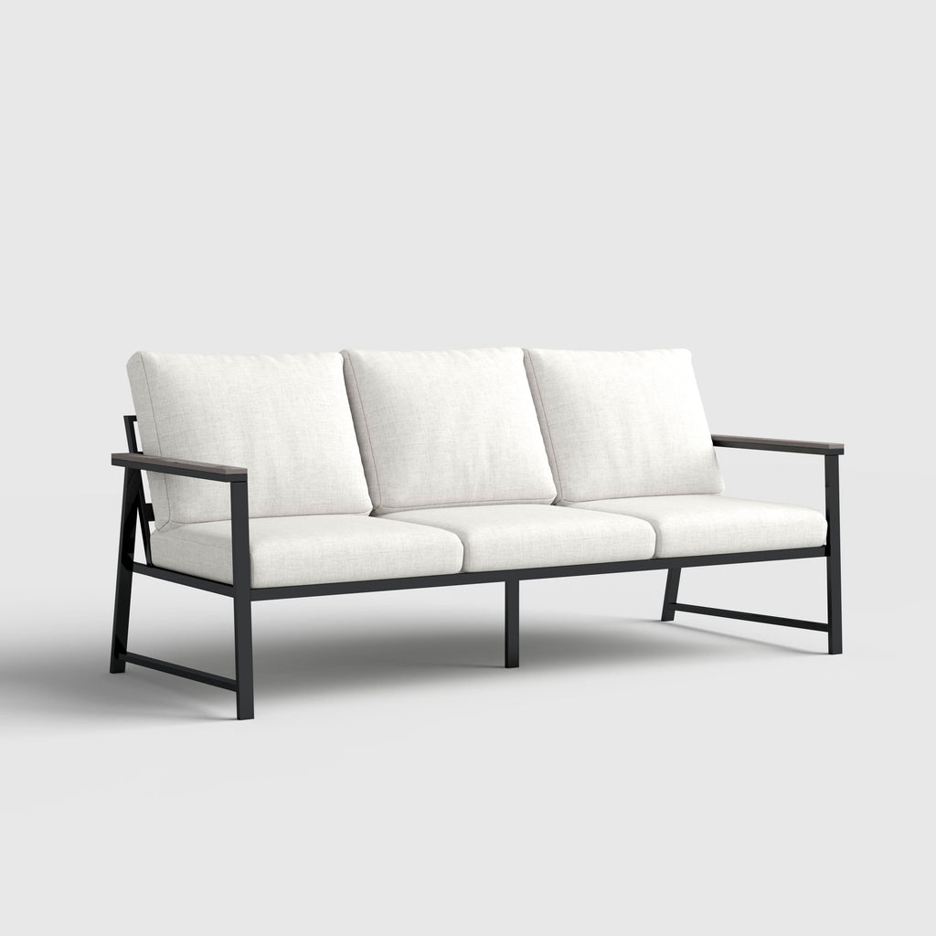 4 Piece Aluminium Outdoor Sofa Set with Glass Table Garden Furniture