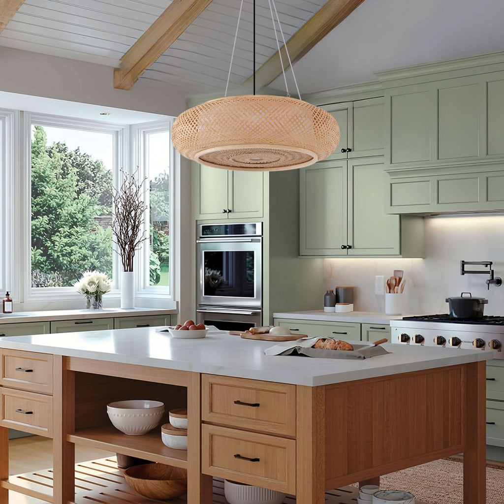 Lightsin Natural Pendant Light – Handwoven Bamboo Ceiling Pendant Light for Kitchen, Dining, and Bedroom Ambiance