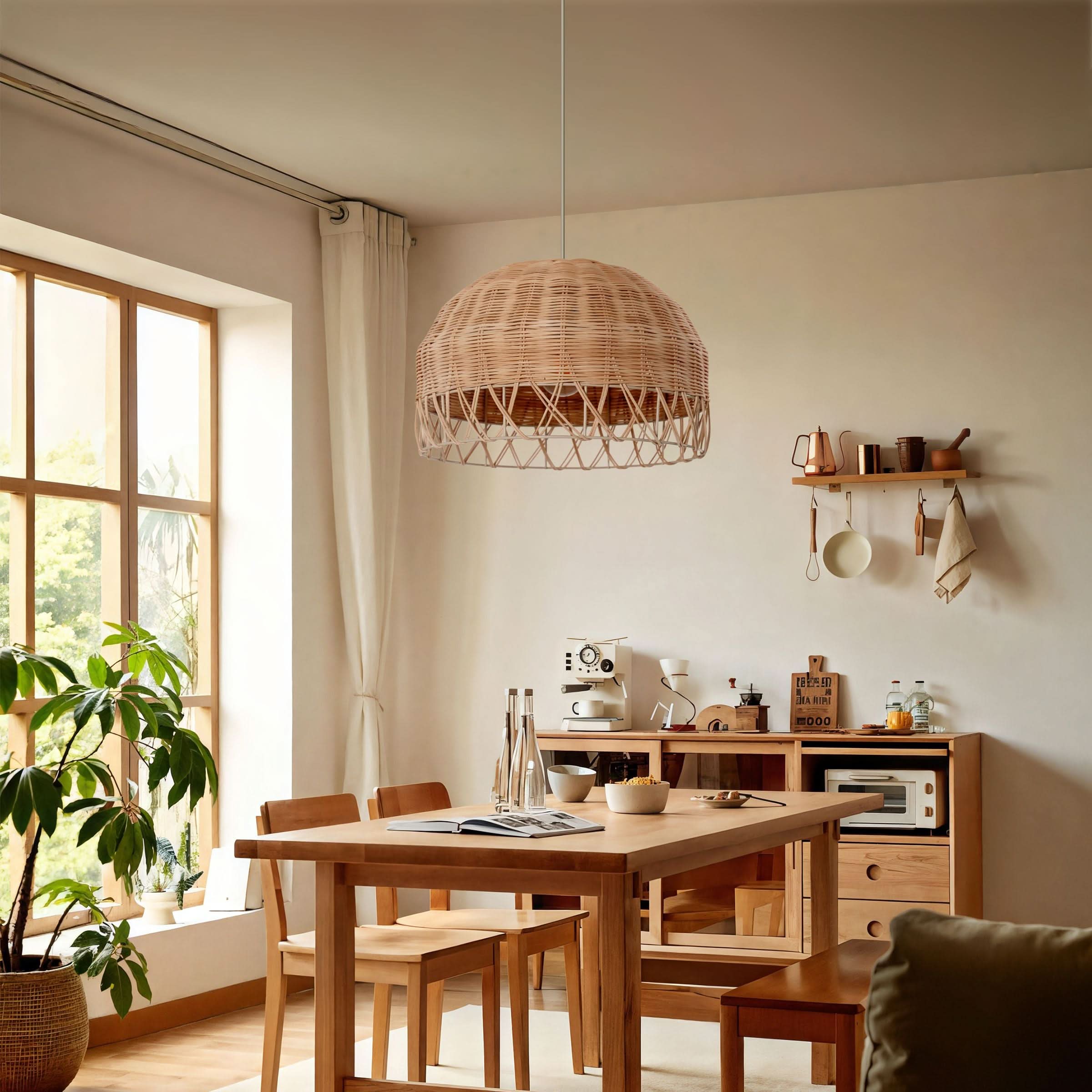 Lightsin Boho Half Sphere Rattan Pendant Light