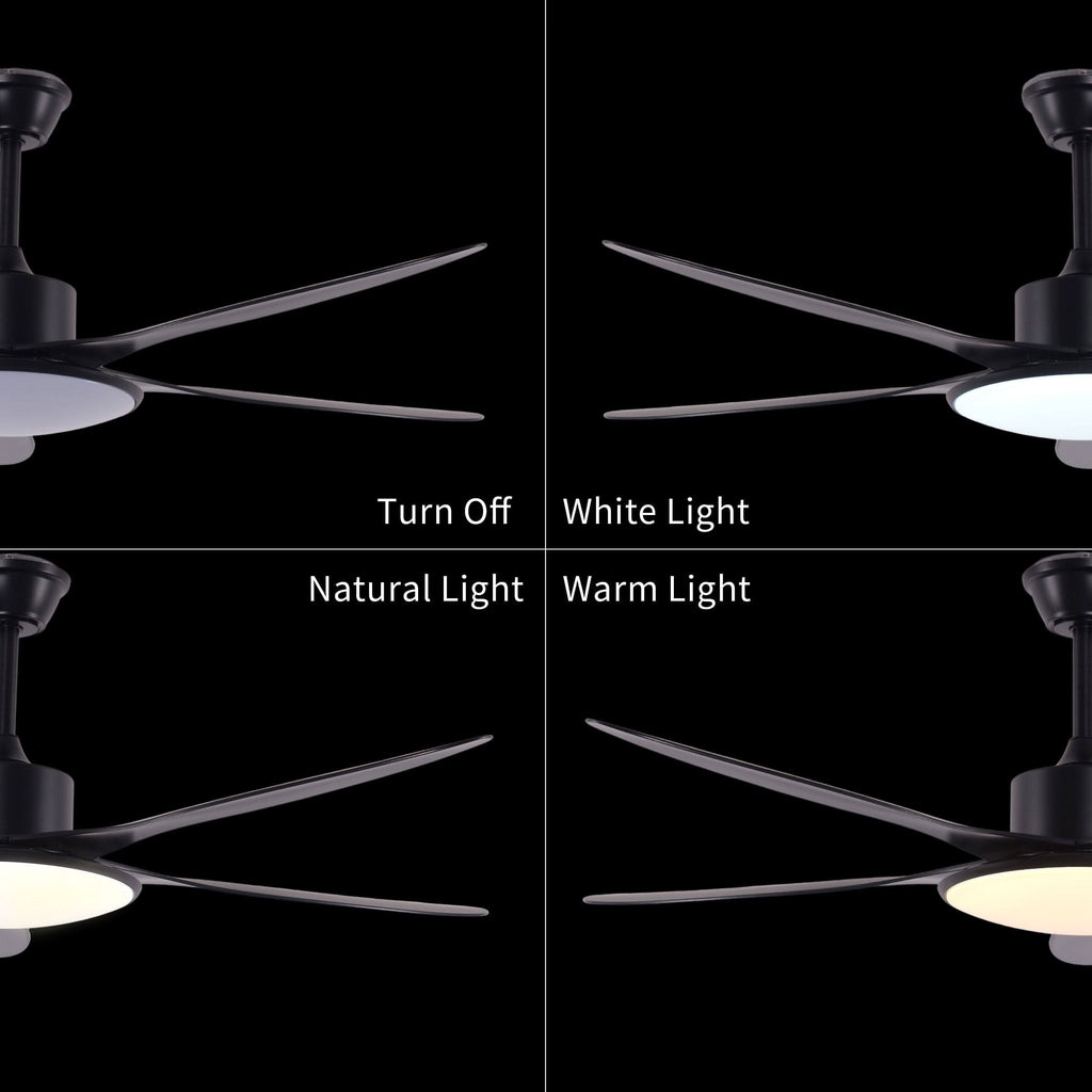 Lightsin 53-inch Modern Ceiling Fan with Light, Silent 5-Blade LED Fan with Remote