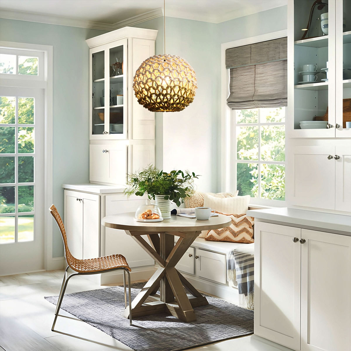 Lightsin Pendant Ceiling Light with Artisanal Globe-Shaped Cotton Rope for Natural Elegance