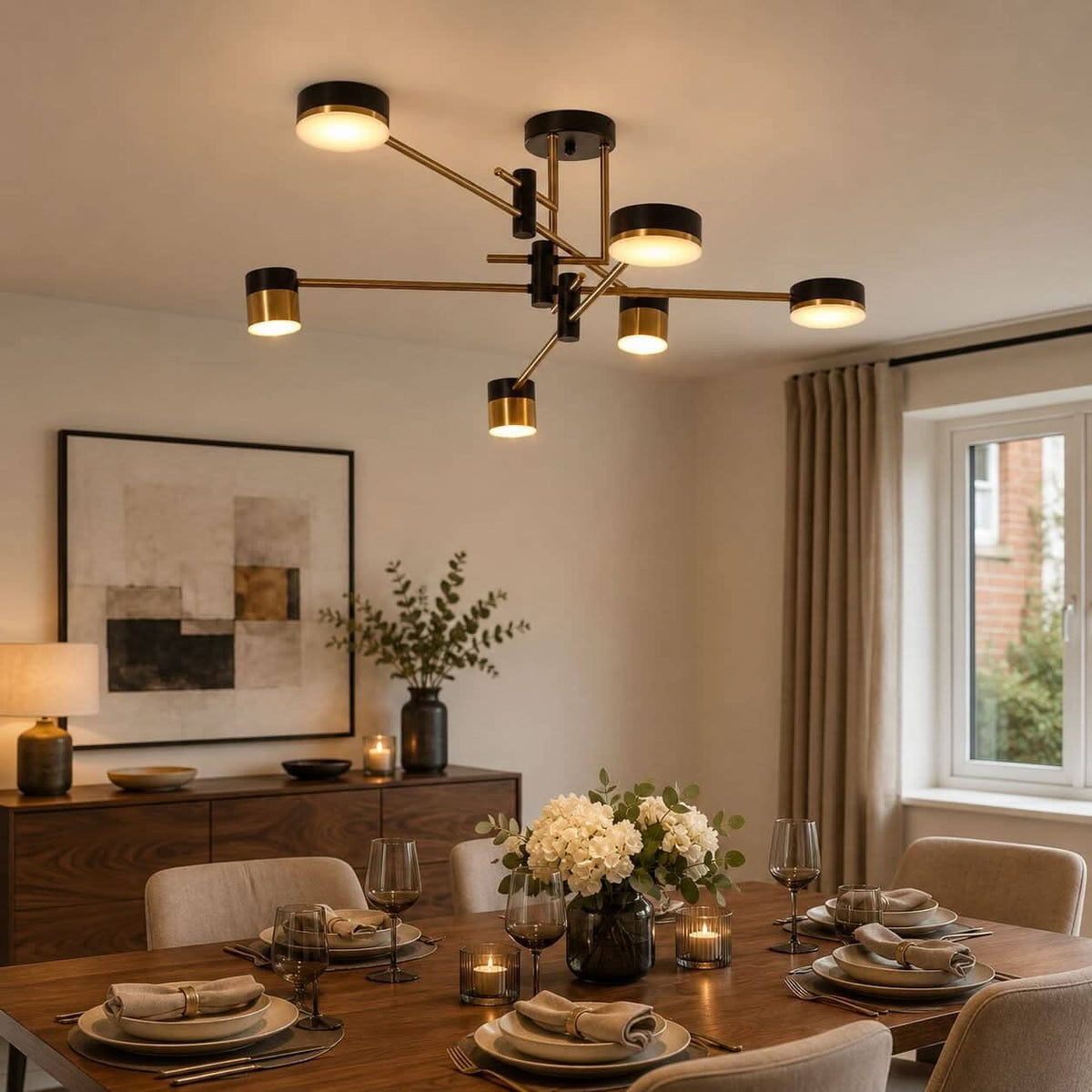 ‍Lightsin Modern Black & Gold Metal Ceiling Light with LED Bulbs (100% off)