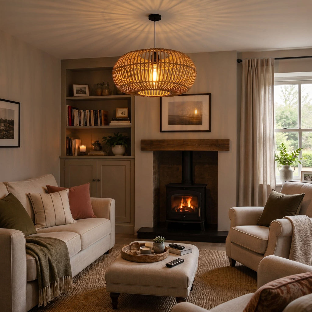 Lightsin Natural Bamboo Woven Round Pendant Light for Warm Interiors