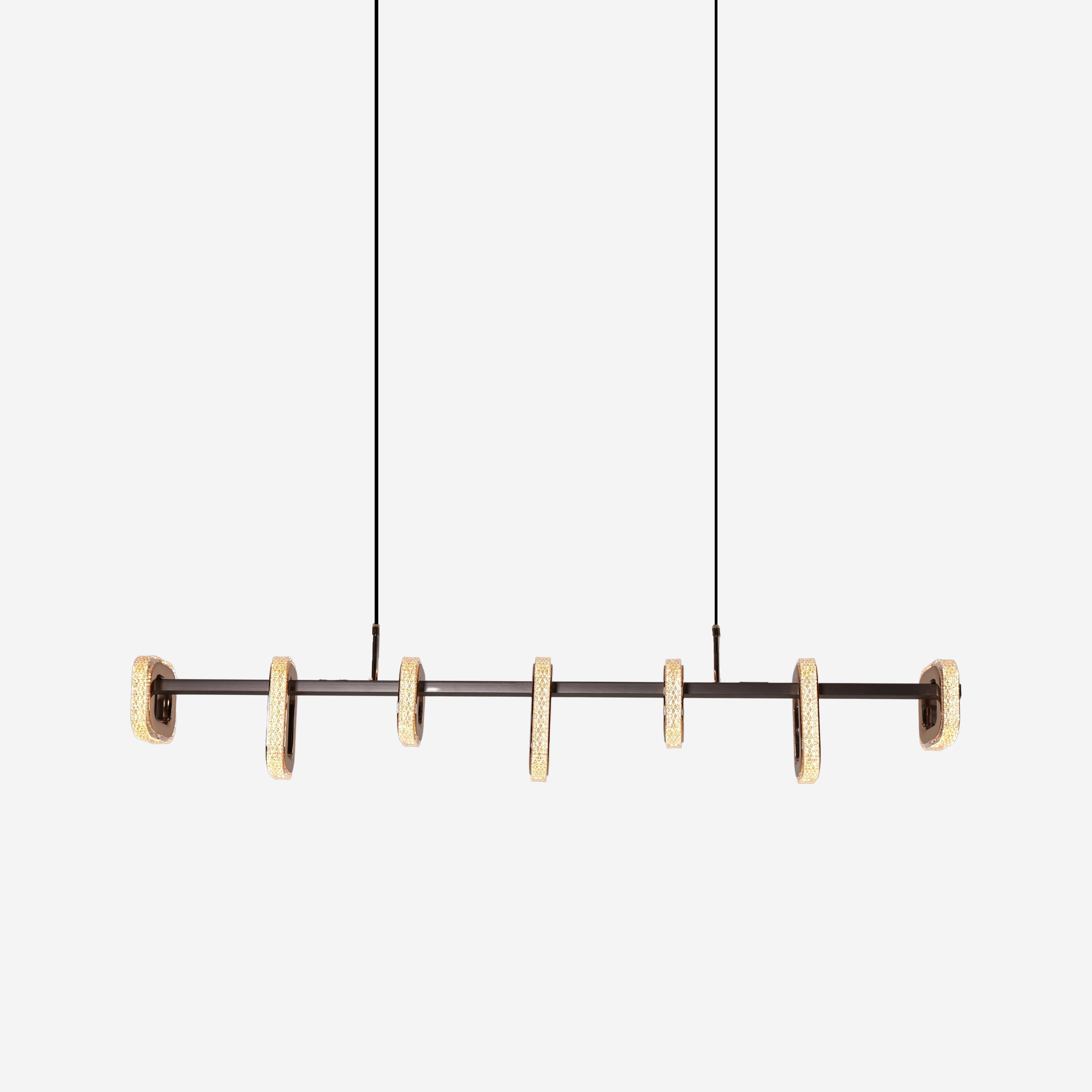 Lightsin Gold Linear LED Pendant Light with Acrylic Shades Metal Ceiling Lighting