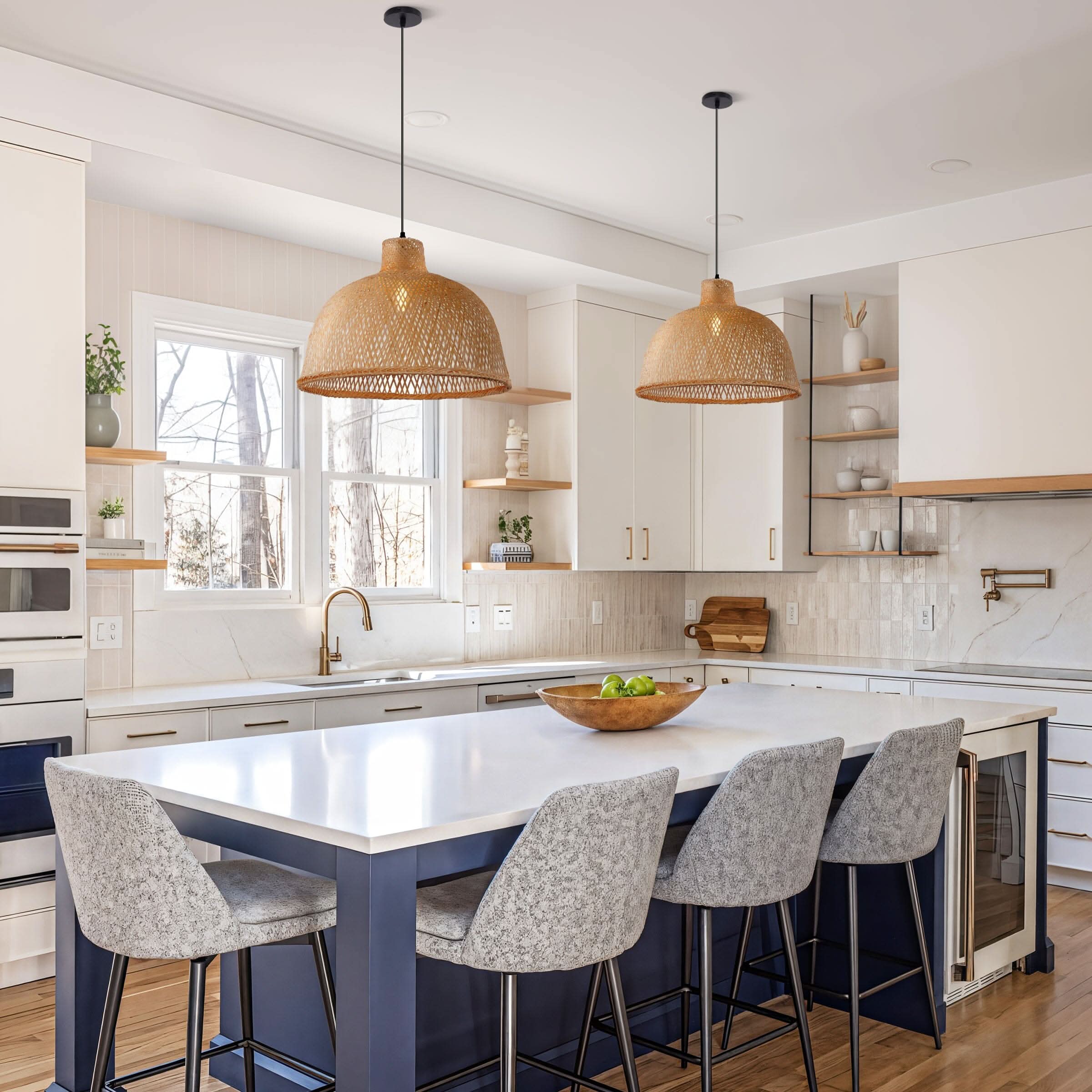 Lightsin Cella-Bamboo Dome Pendant Light – Handwoven Ceiling Lighting for Living Room & Kitchen