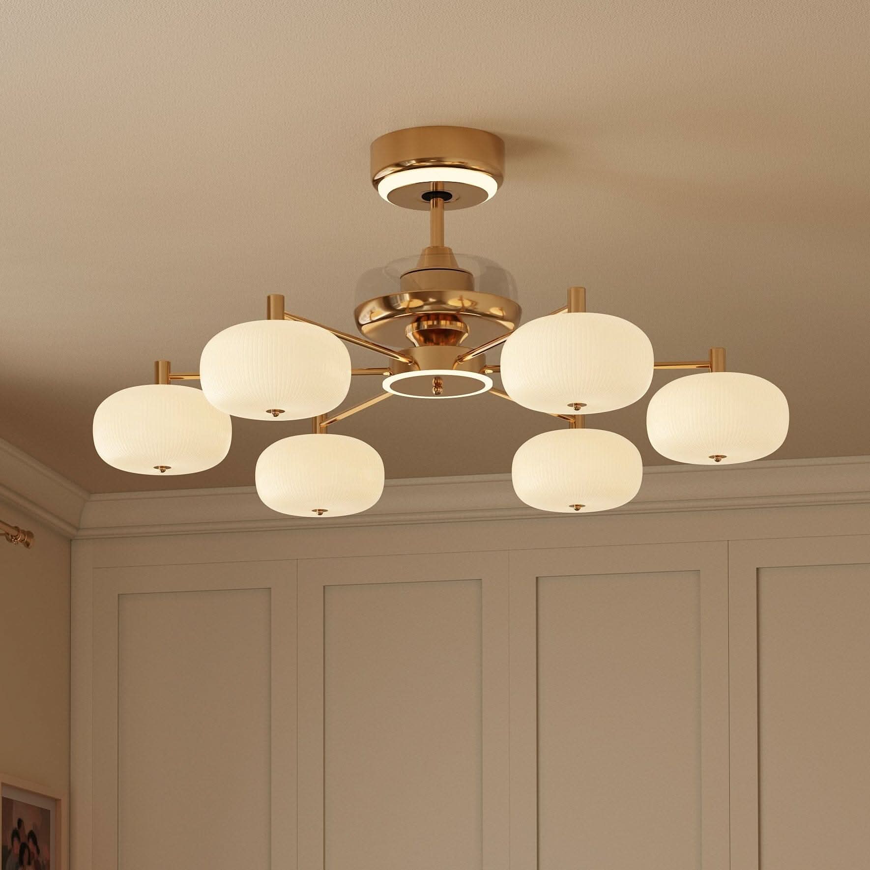 Lightsin Ceiling Fan Light with 6-Speed Control in Copper and Acrylic