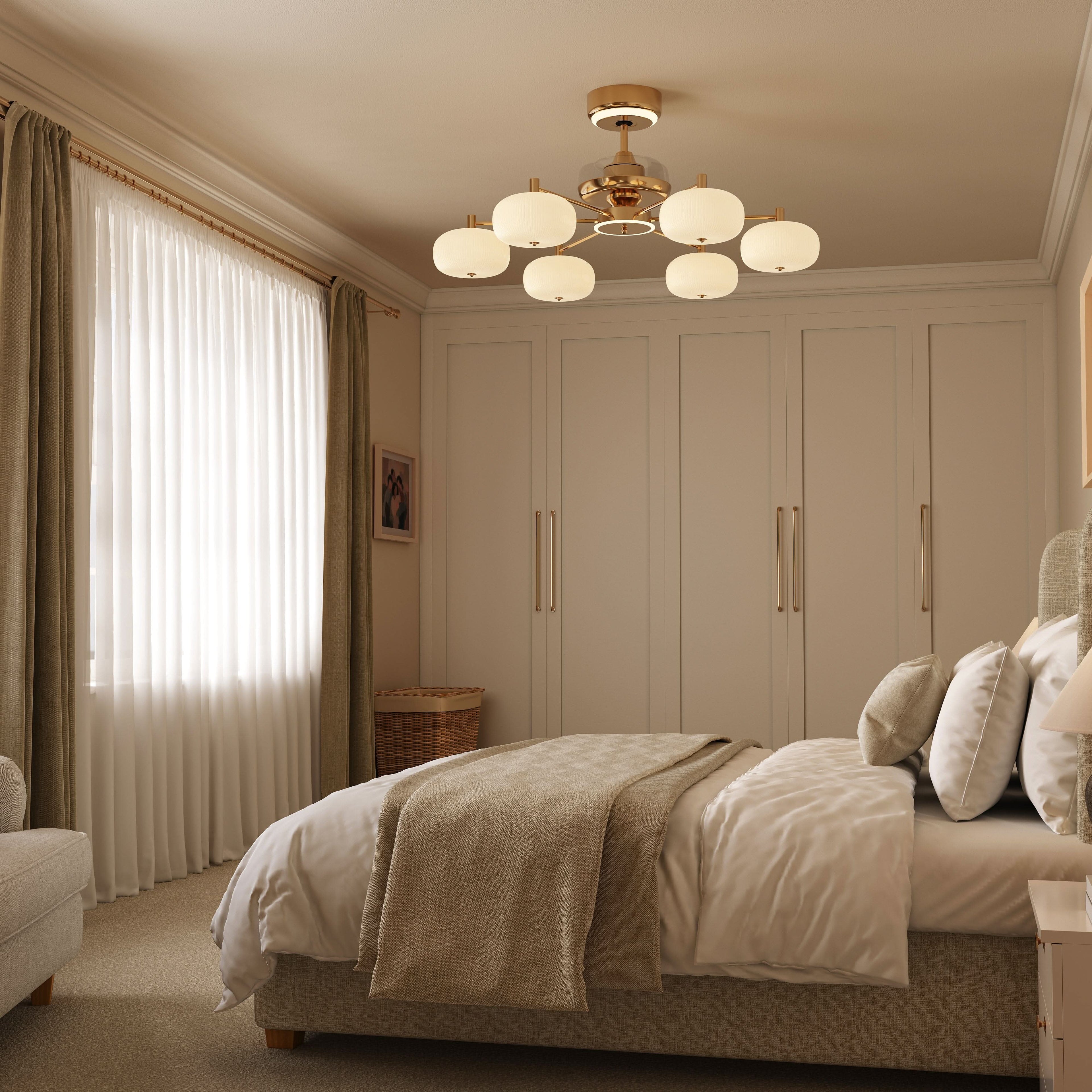 Lightsin Ceiling Fan Light with 6-Speed Control in Copper and Acrylic