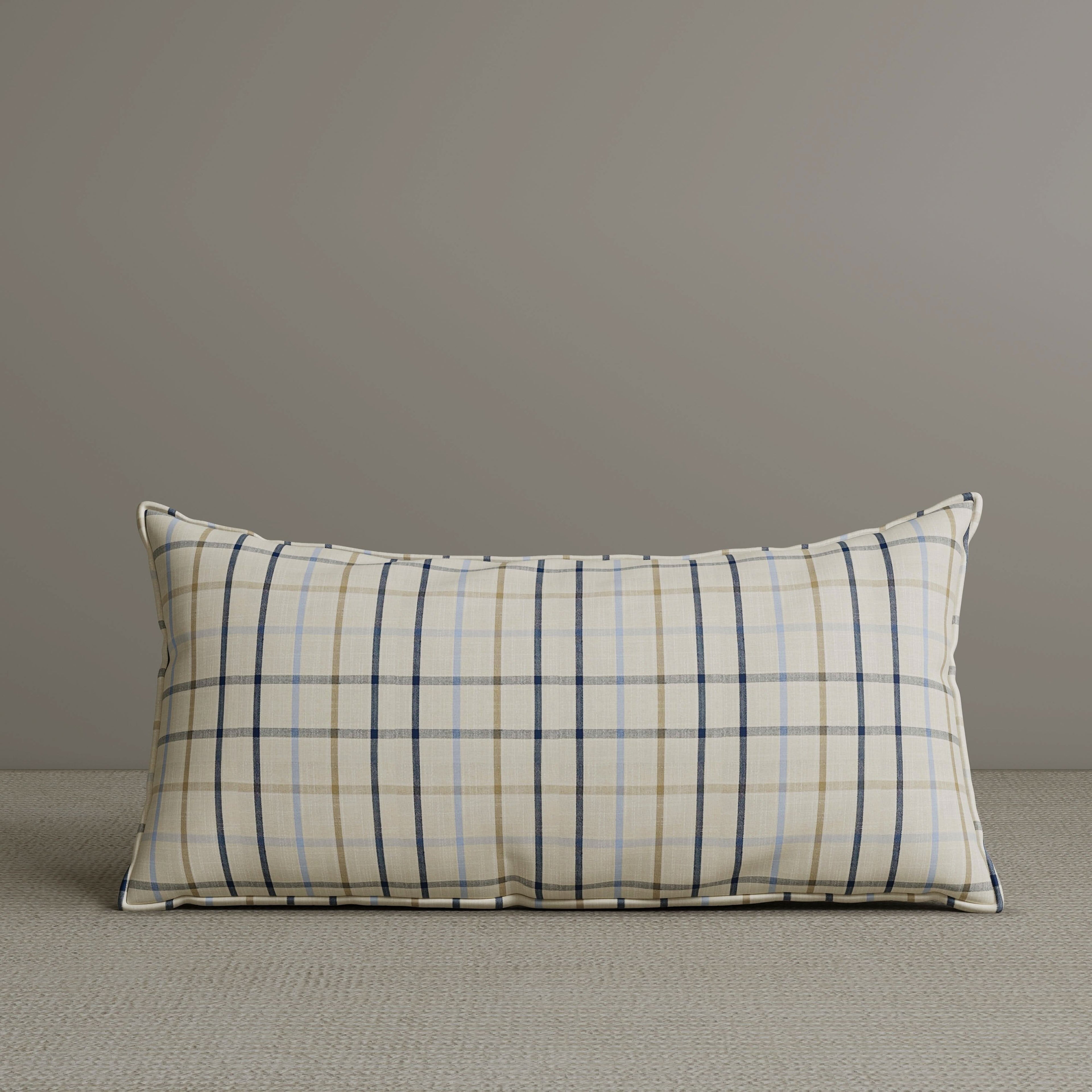 ‍Exclusive Waist Cushion in Light Blue Checkered Cotton Linen, 56*27*12 CM (100% off)