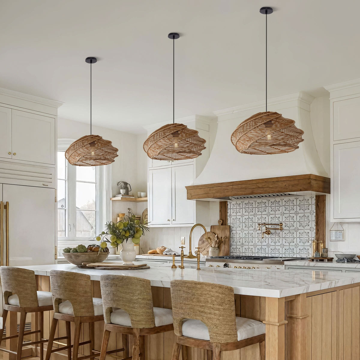 Lightsin Spiral Woven Paper Rope Pendant Light for Kitchen Island & Dining Room