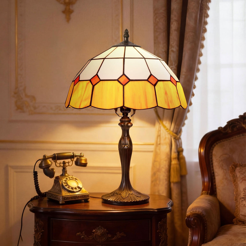 Lightsin Tiffany Table Lamp | Handcrafted Stained Glass Block Series