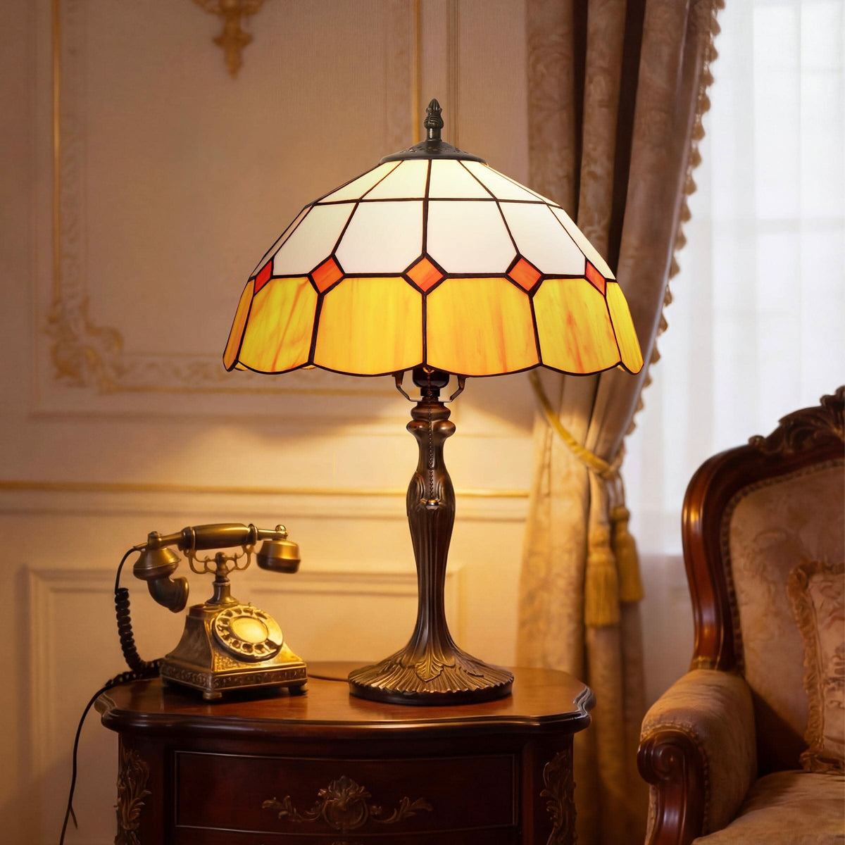 Lightsin Tiffany Table Lamp | Handcrafted Stained Glass Block Series