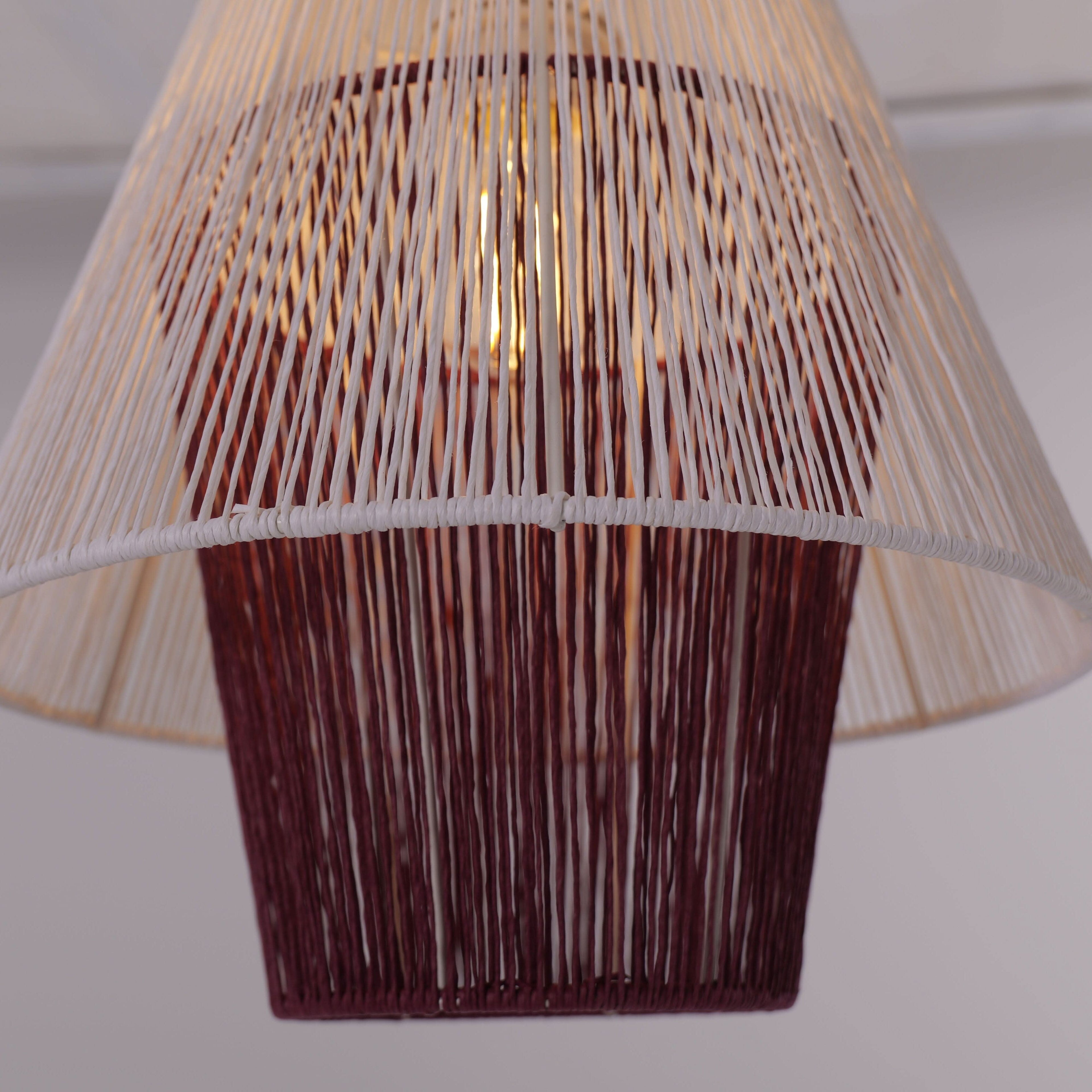 Lightsin Modern White Pendant Light with Purple Paper Rope Design