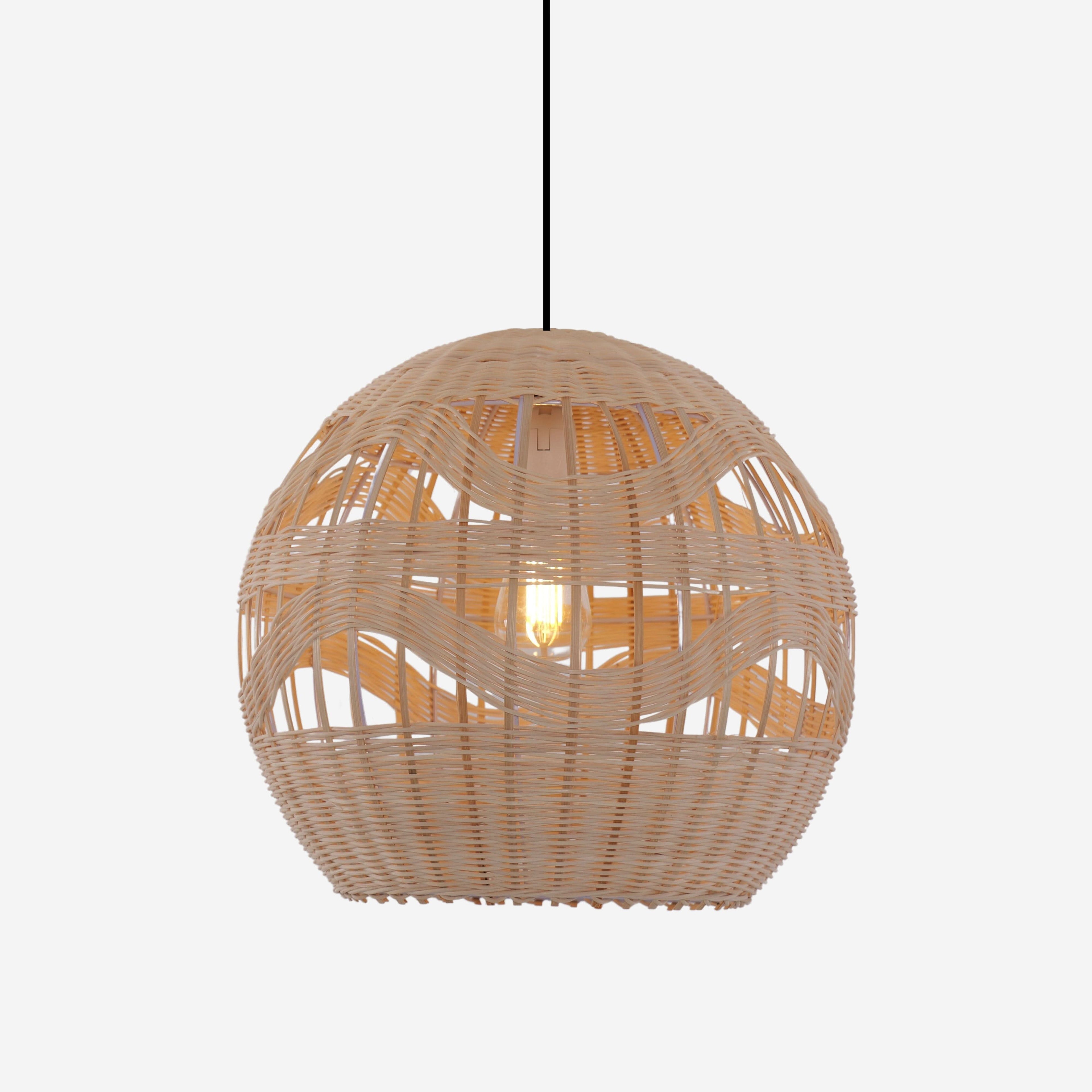 Lightsin Handwoven Rattan Pendant Light – Boho-Chic Ceiling Pendant Light for Dining Rooms, Living Spaces, and Wicker Interior Lighting
