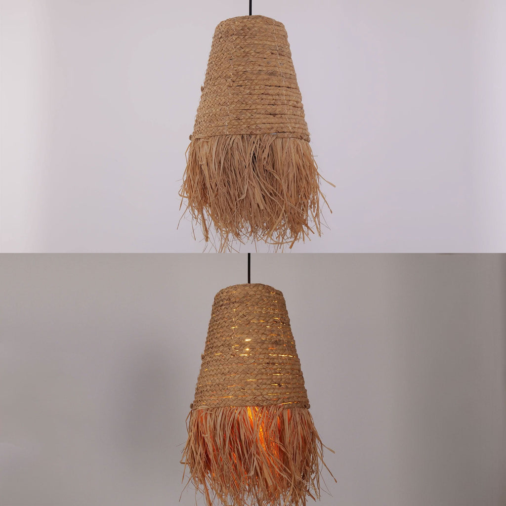 Lightsin Zen Wabi-Sabi Woven Pendant Light with Natural Grass Texture