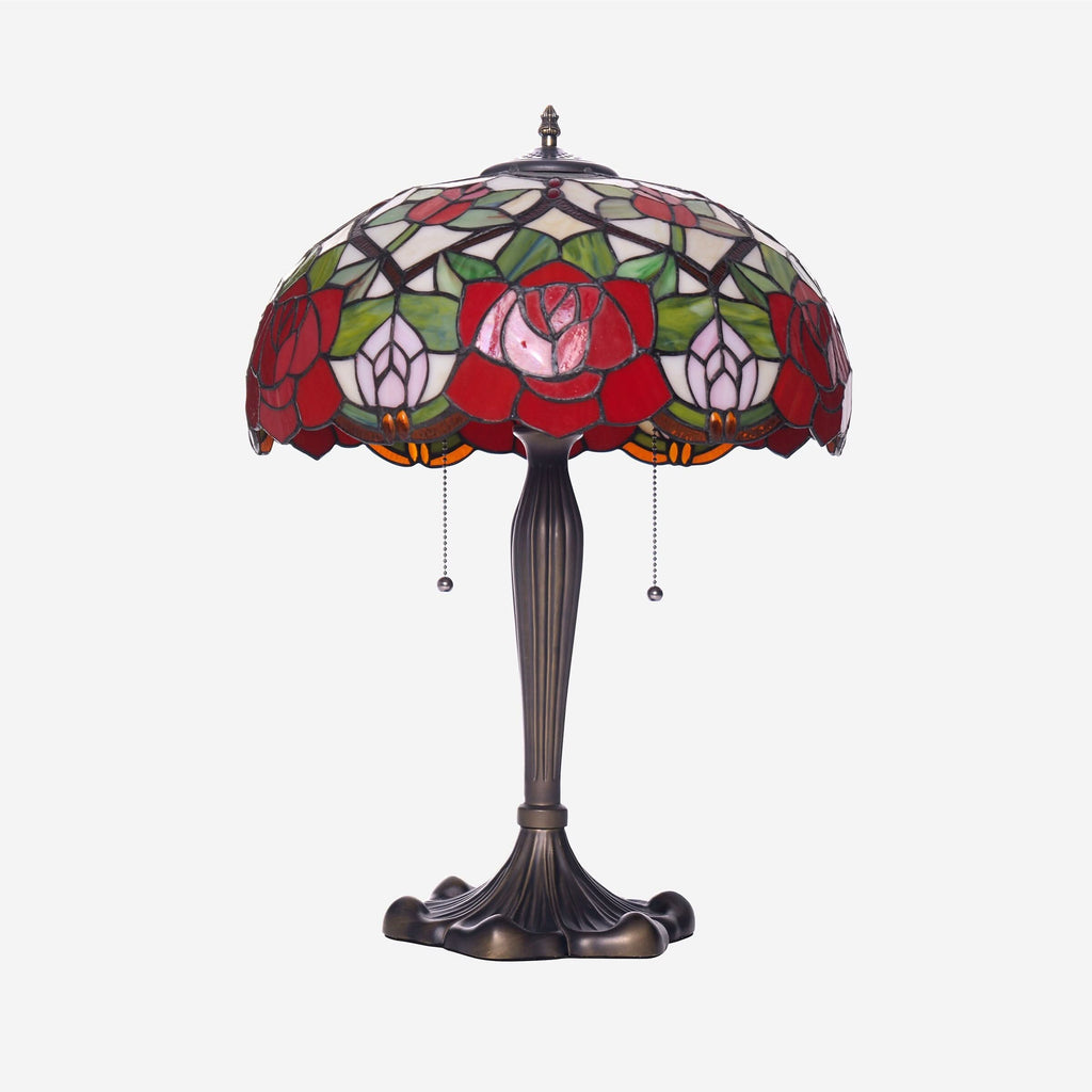Lightsin Tiffany Table Lamp | Handcrafted Stained Glass Rose Series