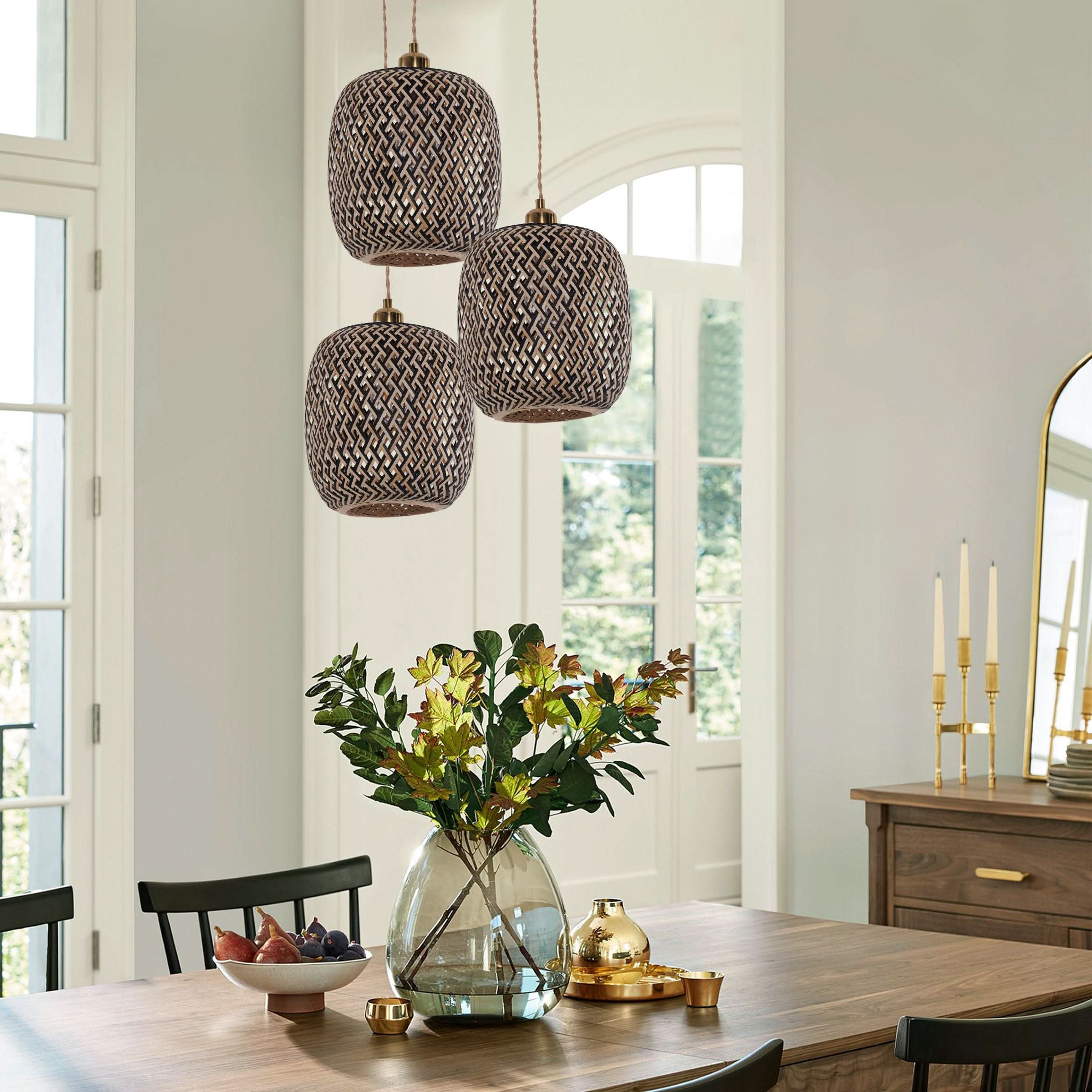 Lightsin Geometric Black Bamboo Pendant Light