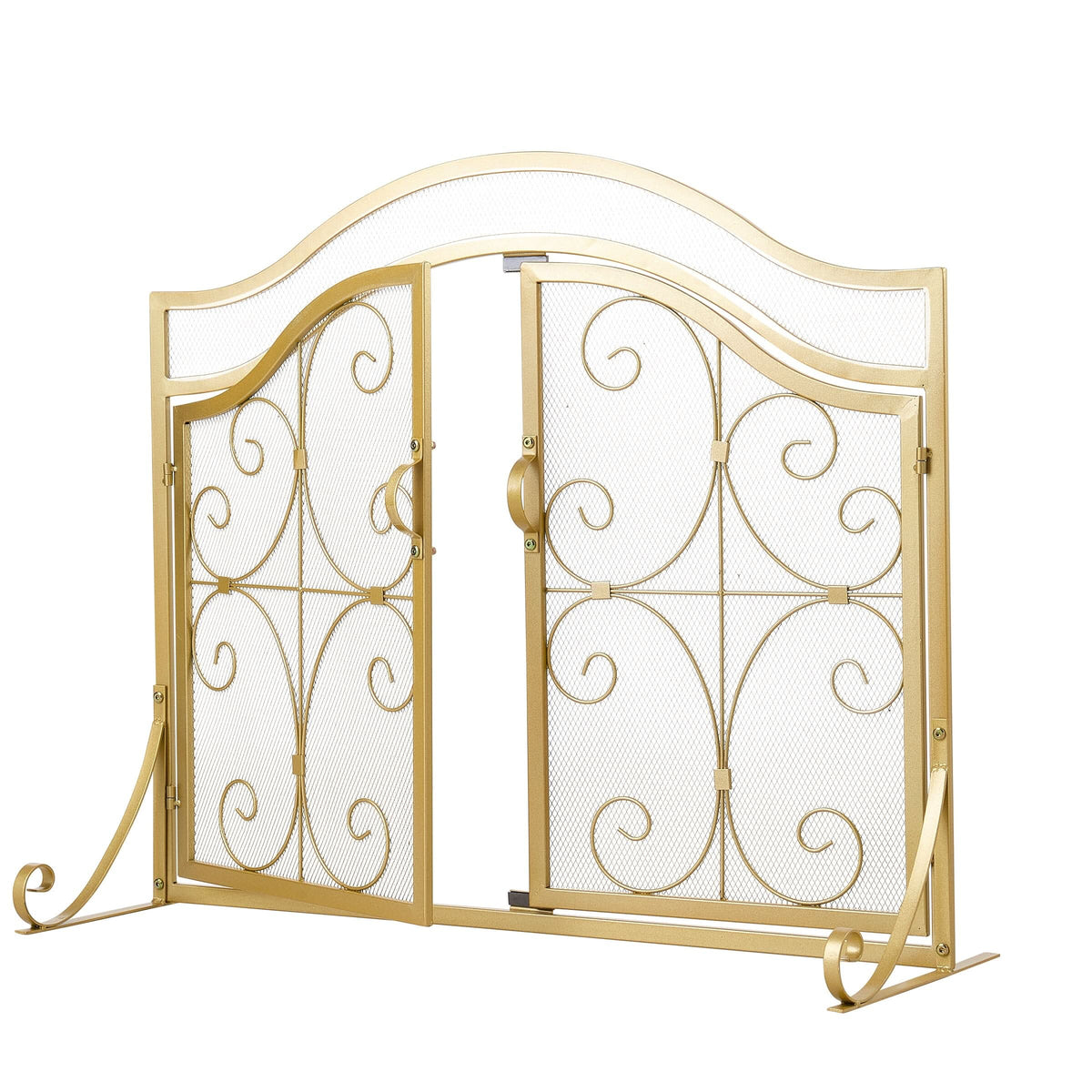 Smallbee Iron Fireplace Screen Gold Powder-Coated – 90x32x78.8cm