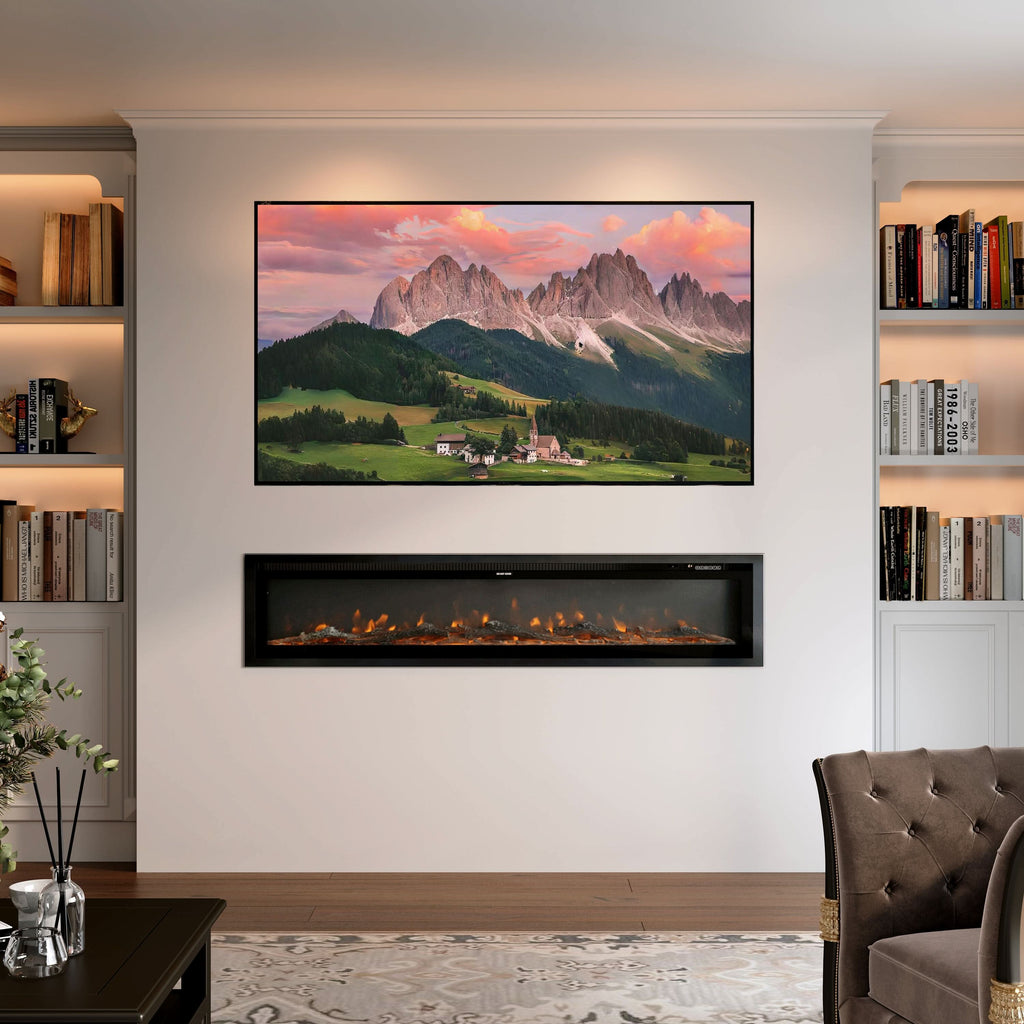 40/50/60 Inch Black/White 9 flame colour Electric Fireplace 1800W Wall Mounted Heater With Installation Kit