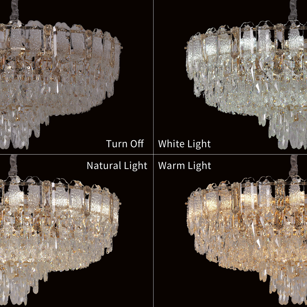 Lightsin Elegant Crystal-Accented Champagne Gold Crystal Chandelier Pendant Light