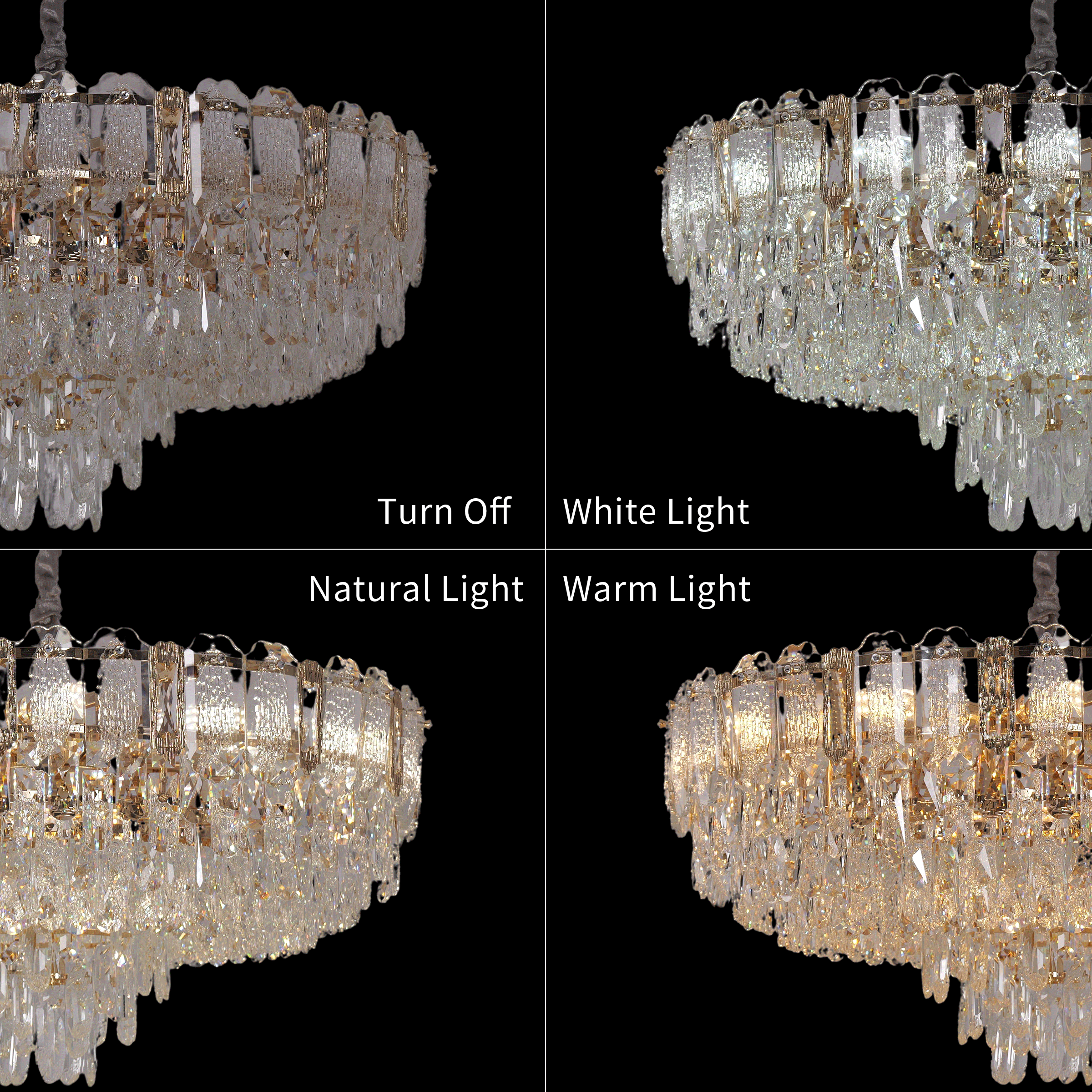 Lightsin Elegant Crystal-Accented Champagne Gold Crystal Chandelier Pendant Light