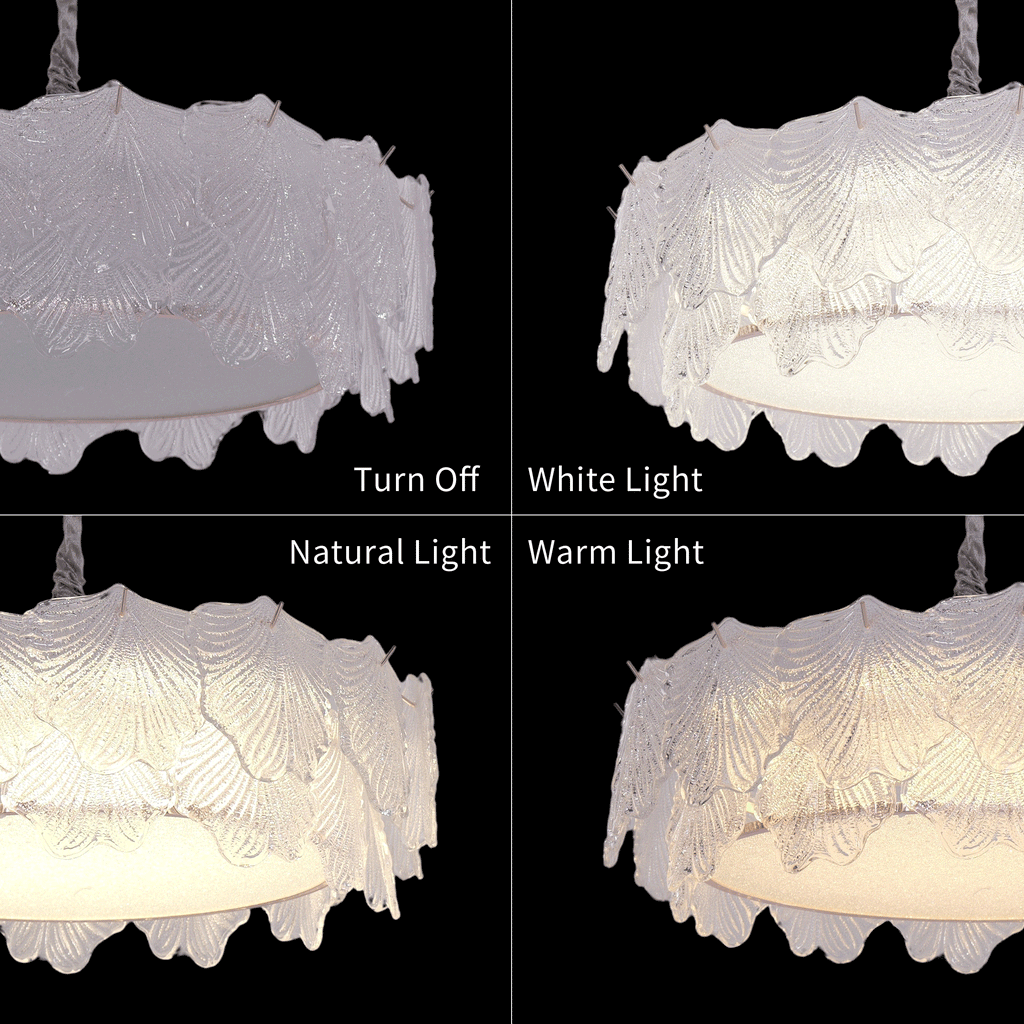 Lightsin Modern Vintage Leaf Glass Pendant Light with Metal Frame for Living Room