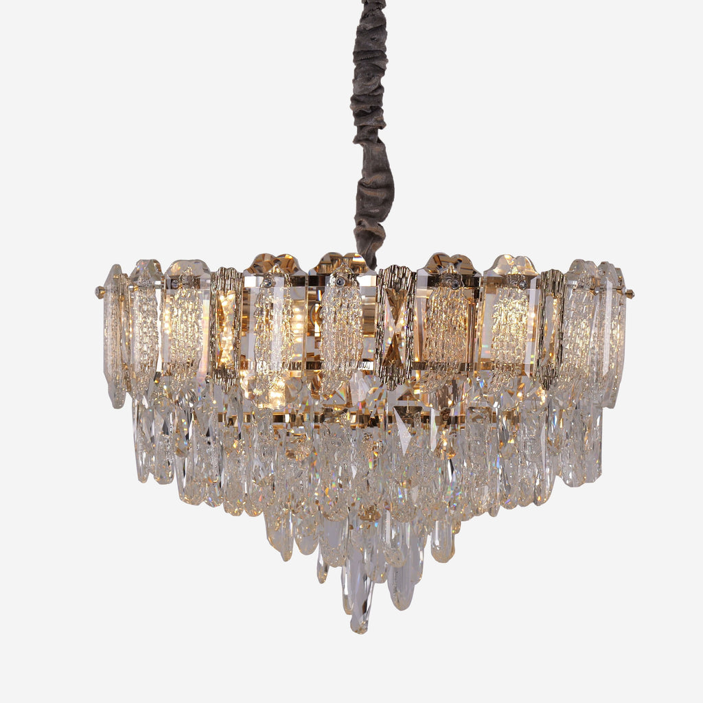 Lightsin Elegant Crystal-Accented Champagne Gold Crystal Chandelier Pendant Light