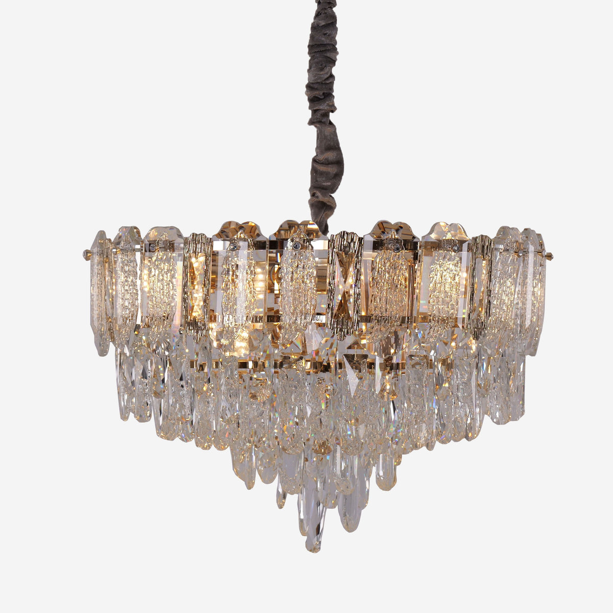 Lightsin Elegant Crystal-Accented Champagne Gold Crystal Chandelier Pendant Light