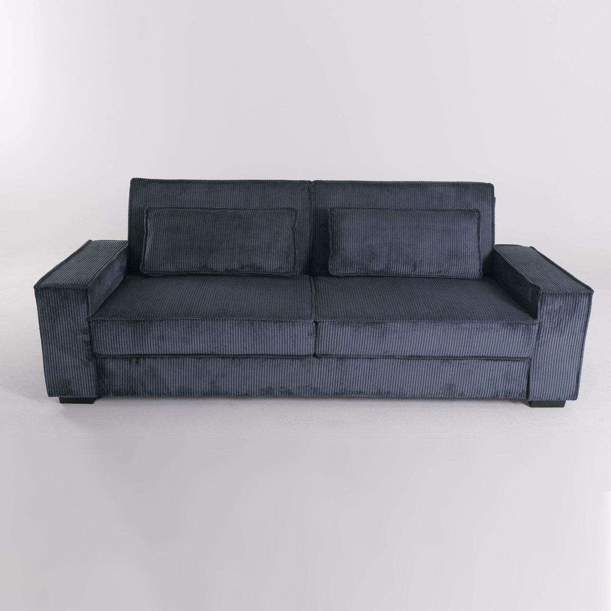 Caramel & Deep Blue Corduroy Sofa Bed with Adjustable Backrest and Spring Coil Support