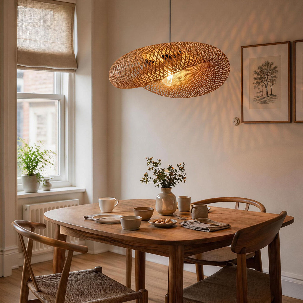 Lightsin Eco-Friendly Handmade Bamboo Pendant Light 60/80cm for Dining Room & Living Room