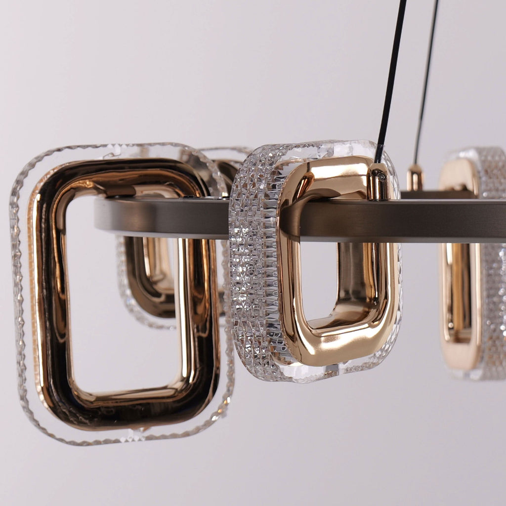 Lightsin Gold Geometric LED Pendant Light with Acrylic Accents Modern Crystal Chandelier