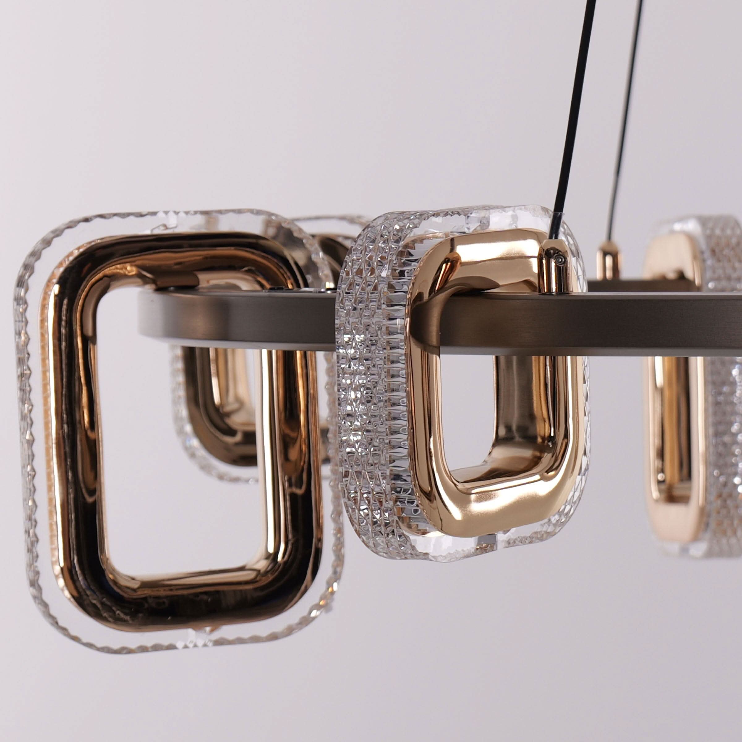 Lightsin Gold Geometric LED Pendant Light with Acrylic Accents Modern Crystal Chandelier