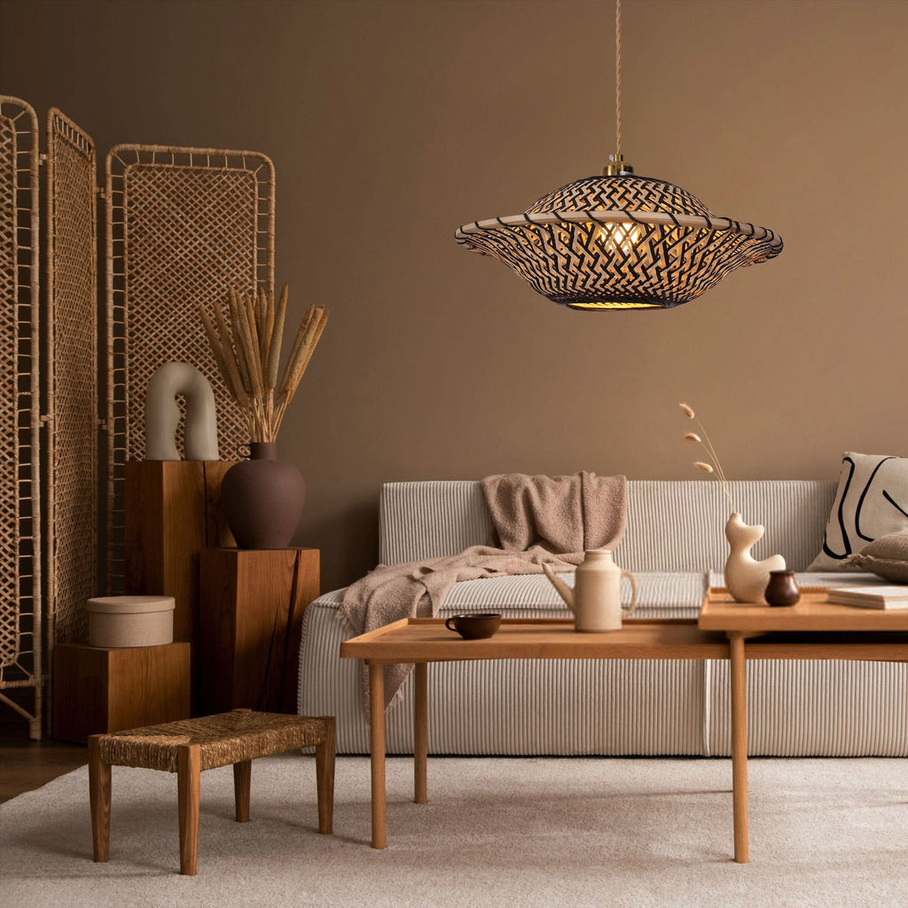 Lightsin Elegant Black & Natural Design Bamboo Pendant Light