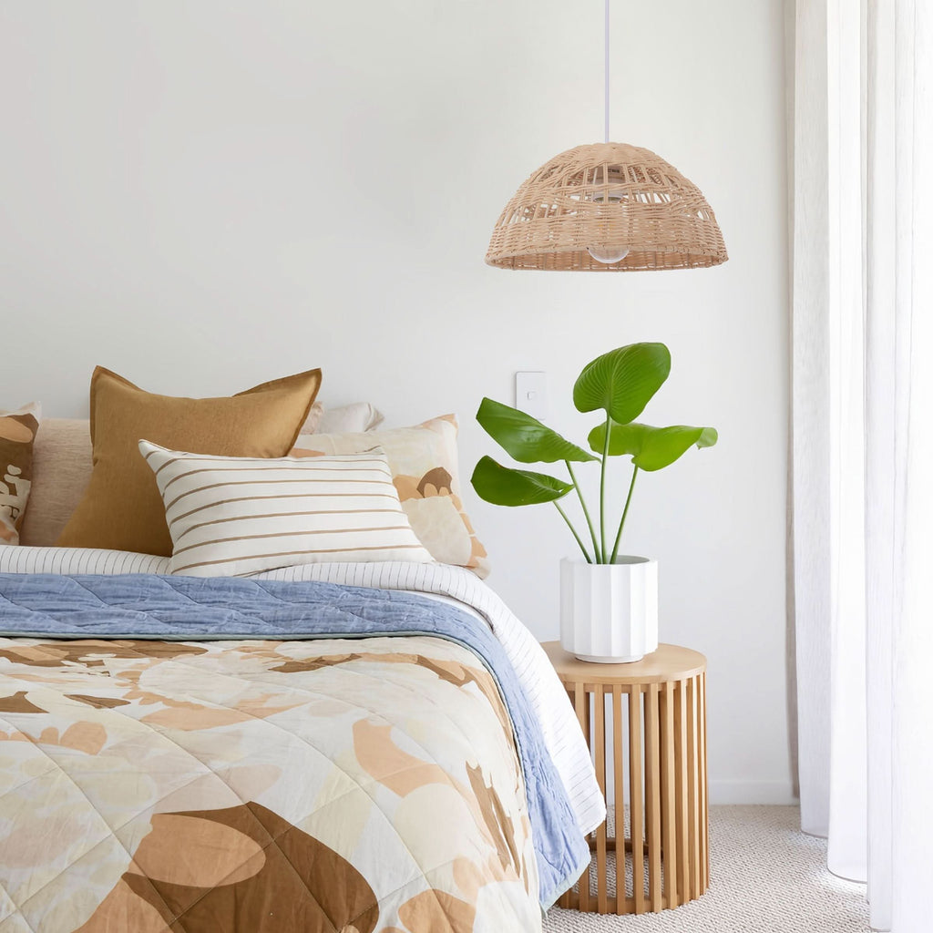 Lightsin Eco-Friendly Dome-Shaped Rattan Pendant Light for Home Decor