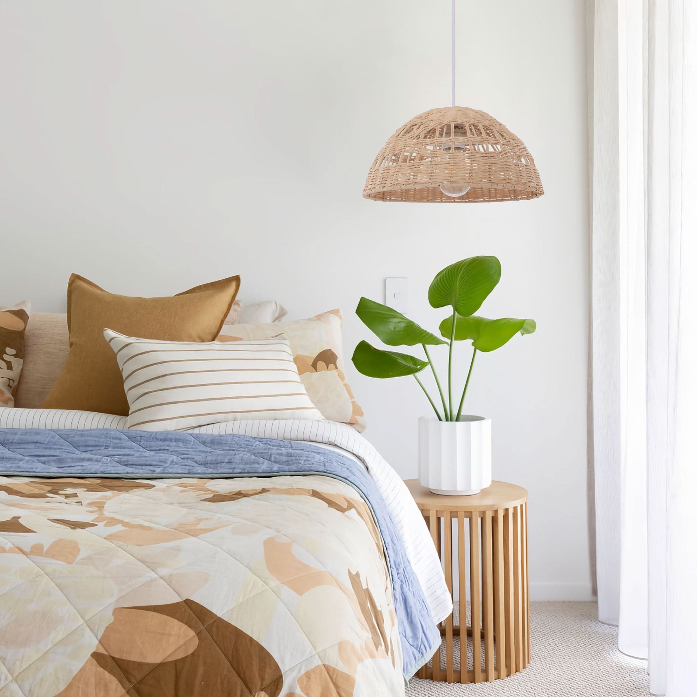 Lightsin Eco-Friendly Dome-Shaped Rattan Pendant Light for Home Decor