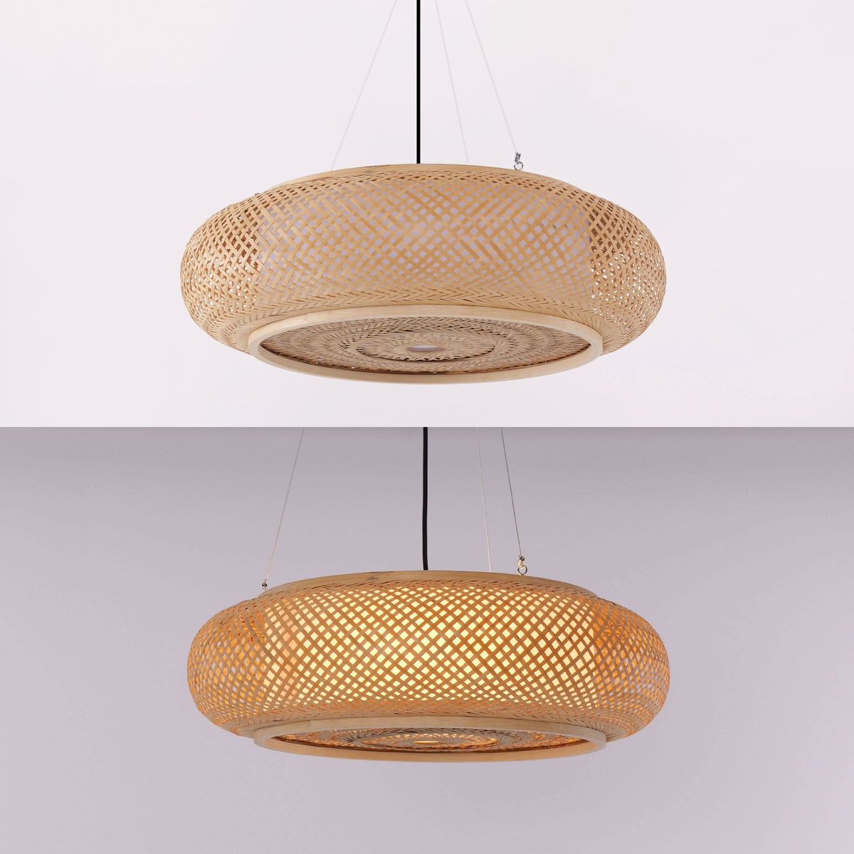 Lightsin Natural Pendant Light – Handwoven Bamboo Ceiling Pendant Light for Kitchen, Dining, and Bedroom Ambiance