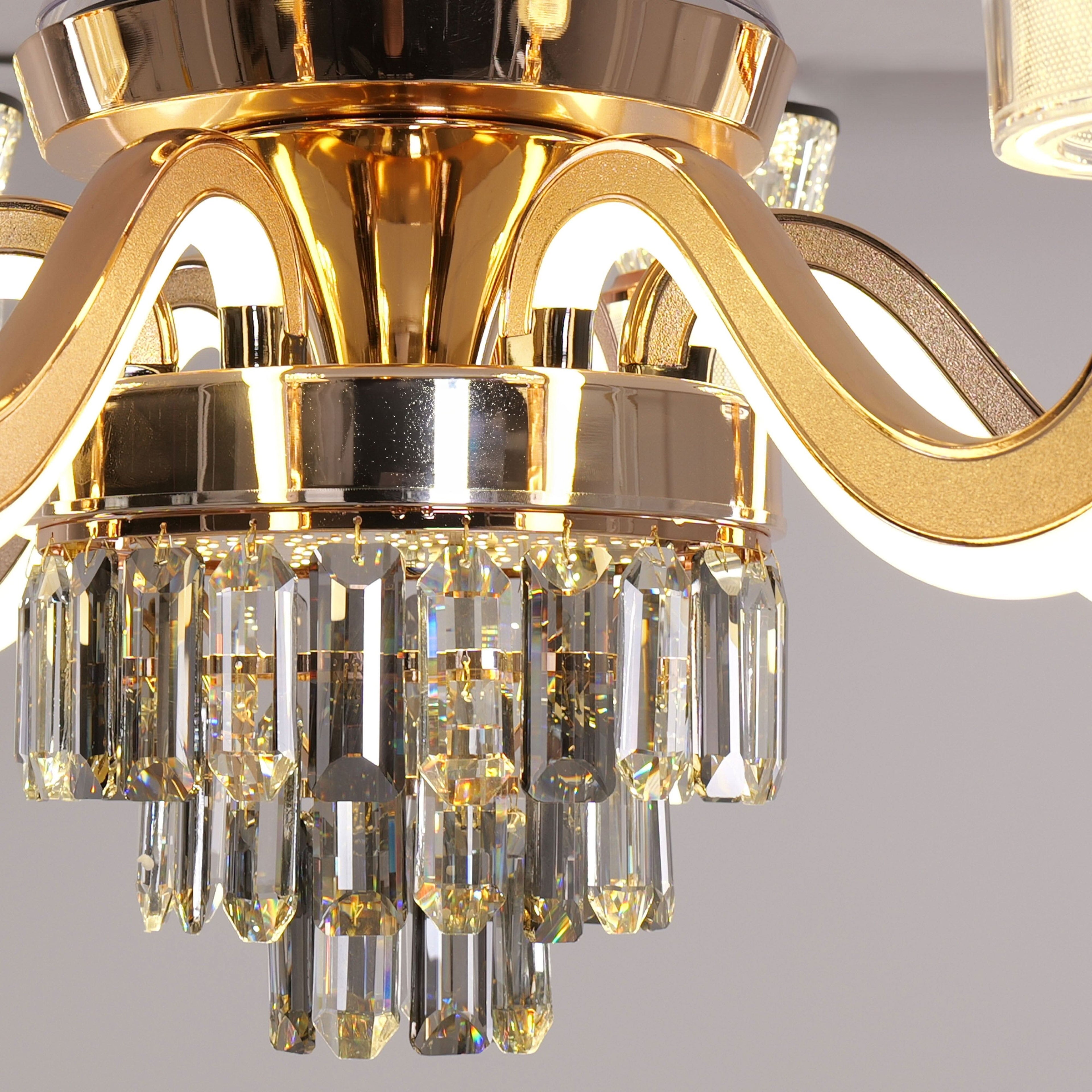 Lightsin Luxurious Palace Crystal Ceiling Fan with LED Color Changing Light