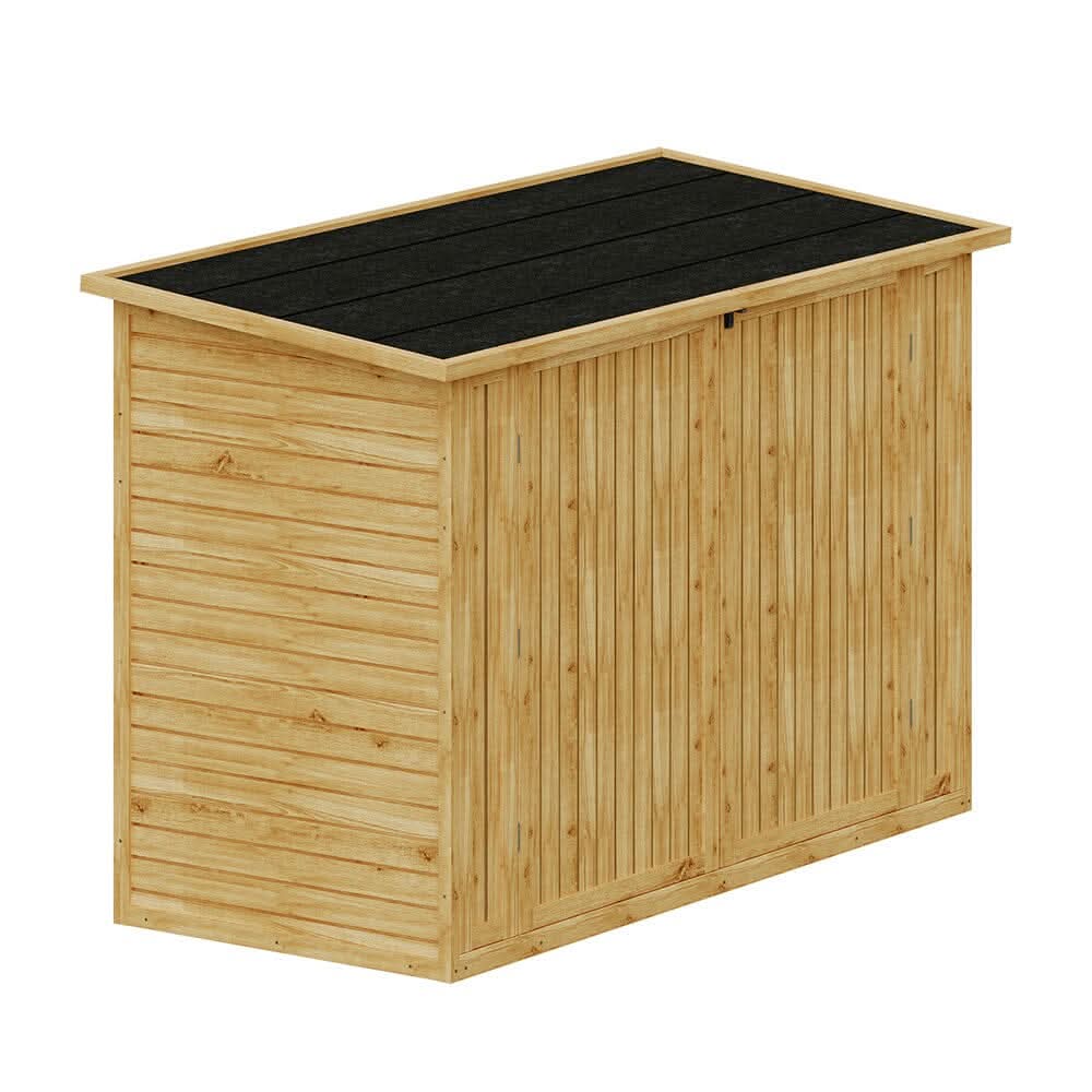 Wooden Bicycle Shed with Asphalt Roof and Steel Locking Door
