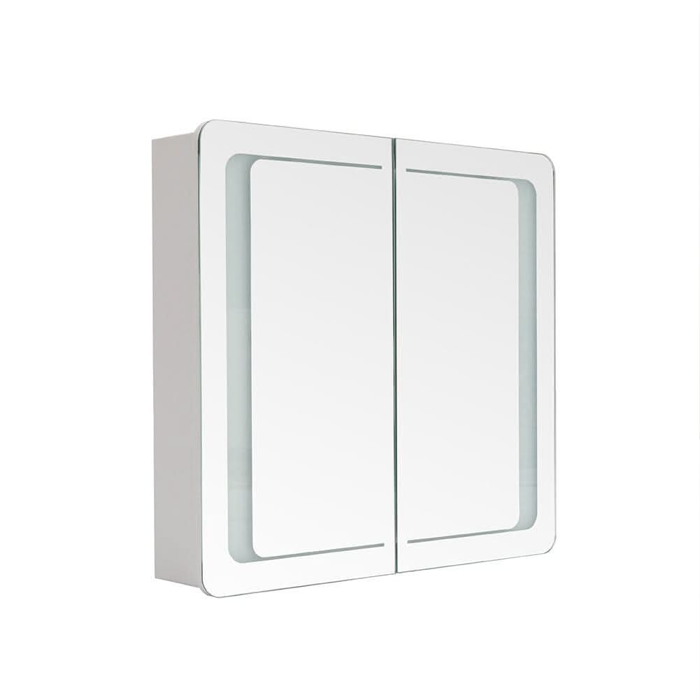 60cm H Double Door Anti-Fog Mirror Cabinet with Bluetooth and LED Light