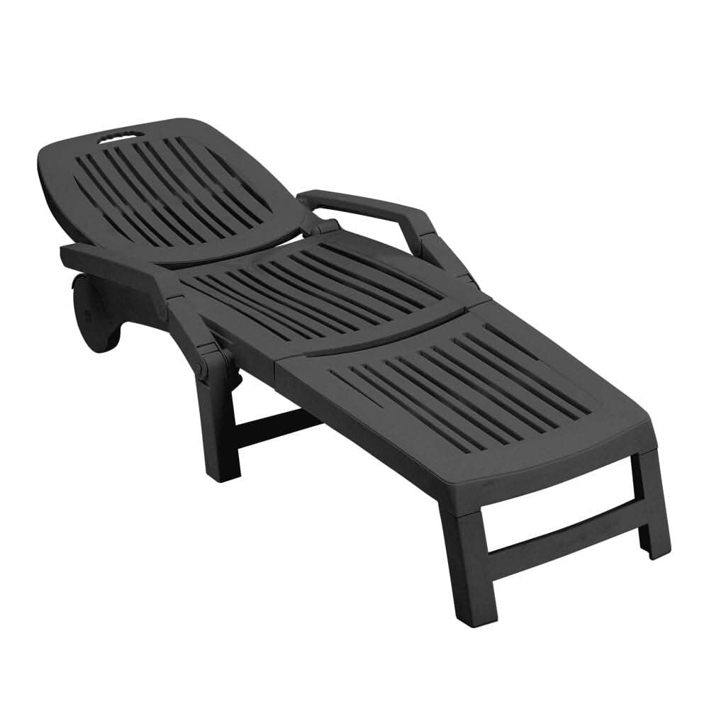 73.5cm W Outdoor Folding Lounge Chair Recliner with Wheels