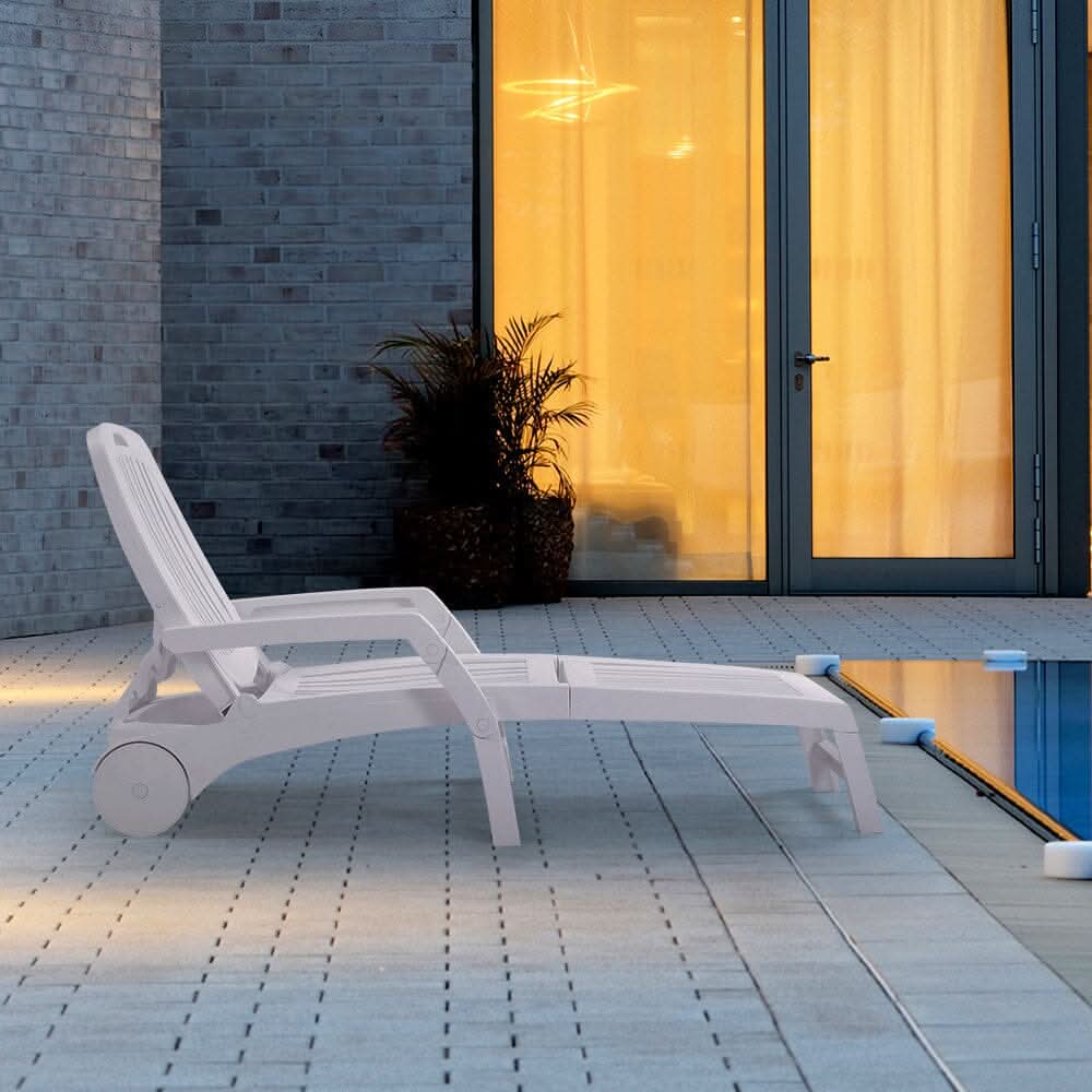 73.5cm W Outdoor Folding Lounge Chair Recliner with Wheels