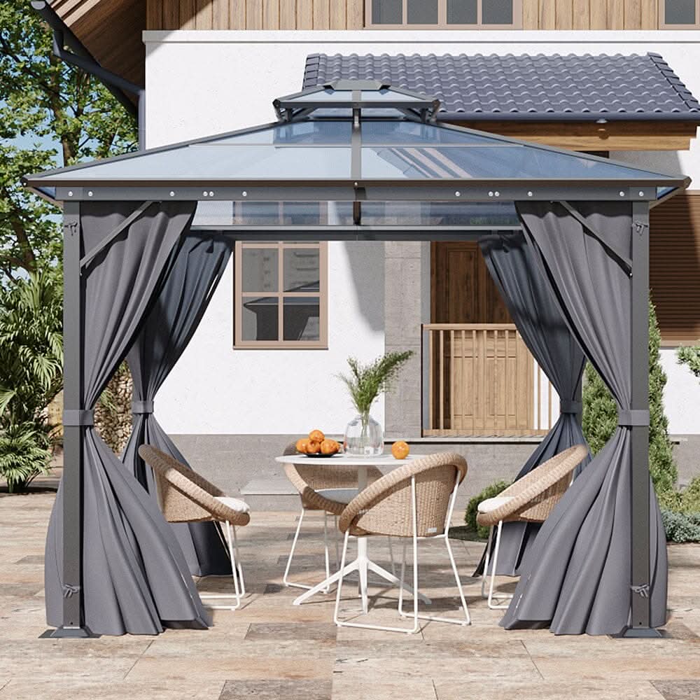 3*3*2.7m Iron and Aluminium Double-top Sun Canopy with Surround Fabric
