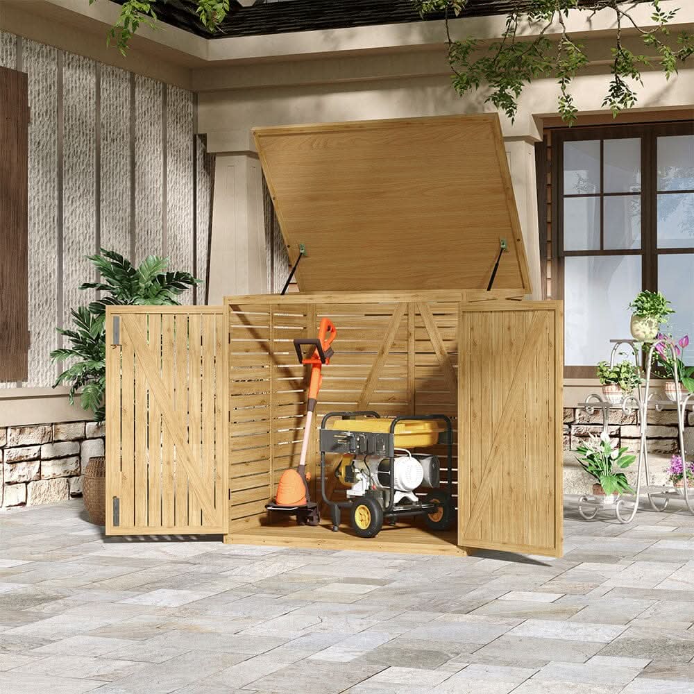 Wooden Bicycle Shed with Asphalt Roof and Steel Locking Door