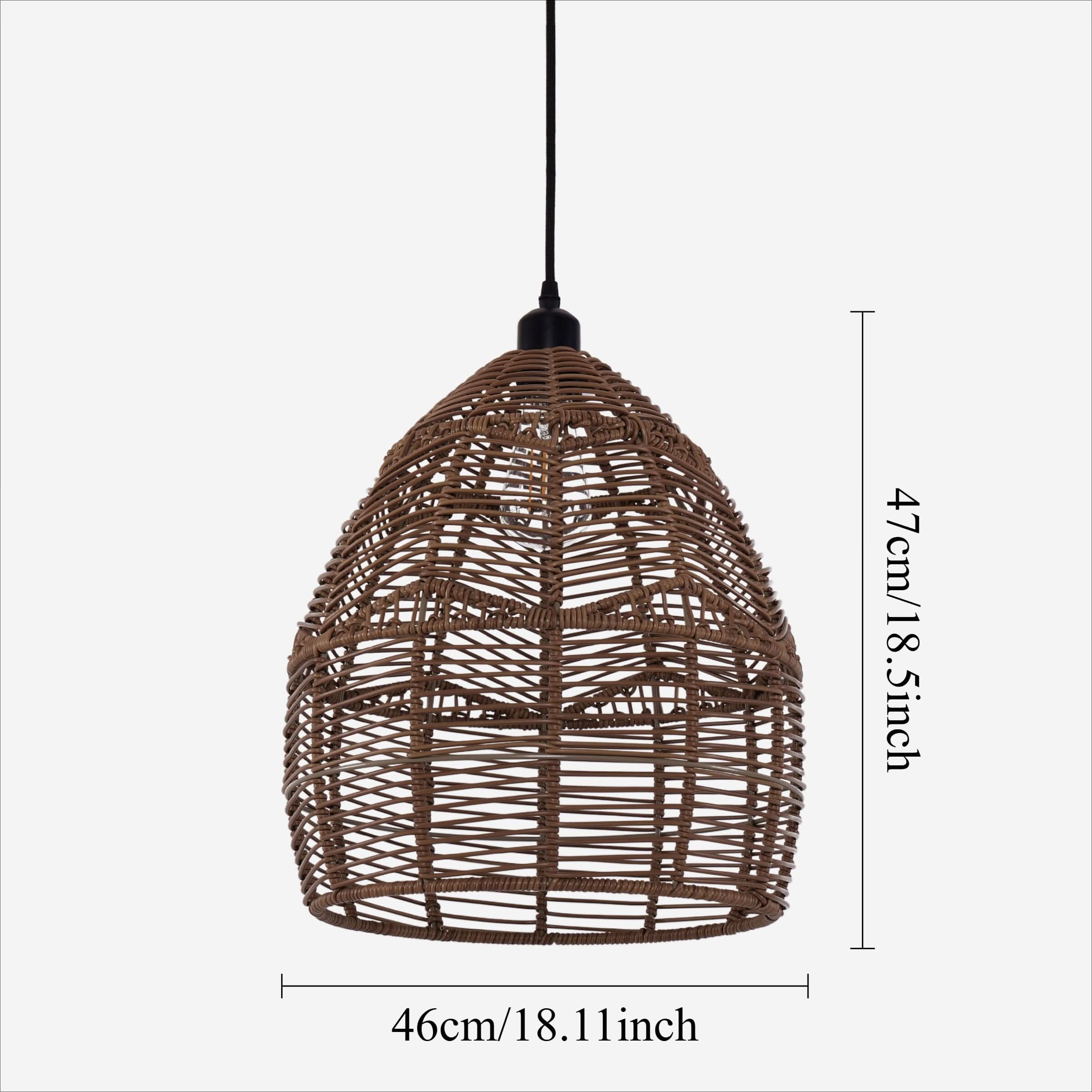 Lightsin Boho Rattan Pendant Light – Handwoven Wicker Ceiling Light Fixture for Living Room, Kitchen, and Bohemian Interiors