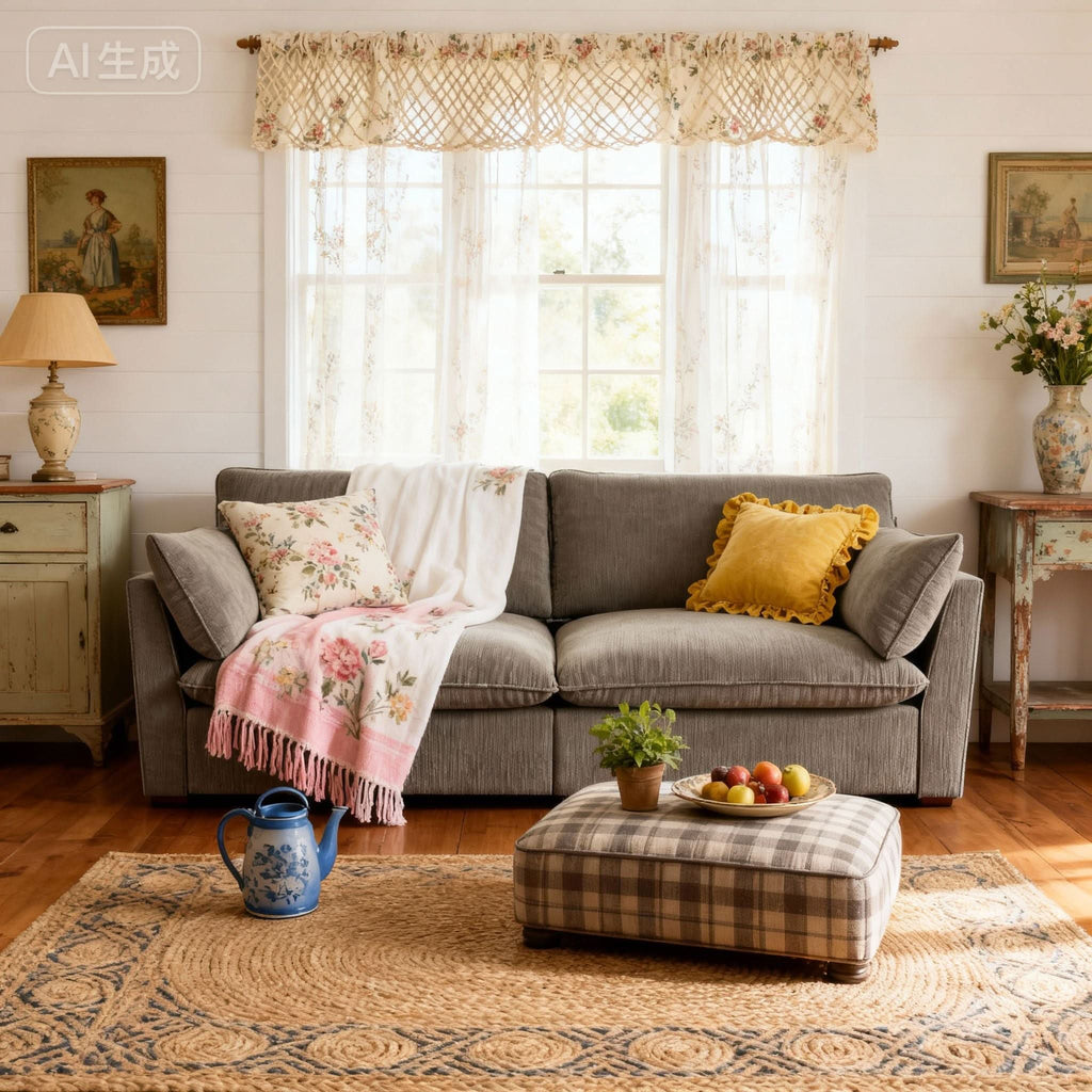 Cottonfy British Retro Check & Striped Sofa with Removable Covers
